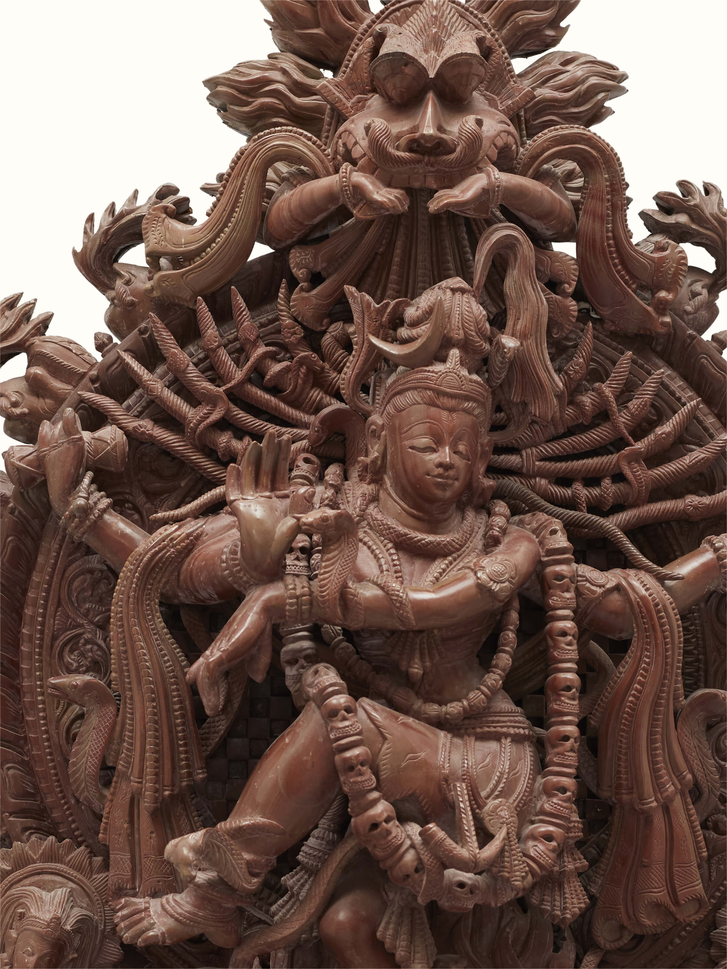 Detailed view of Carved Stone Natraj in Tandav Idol's base and ornamentation.