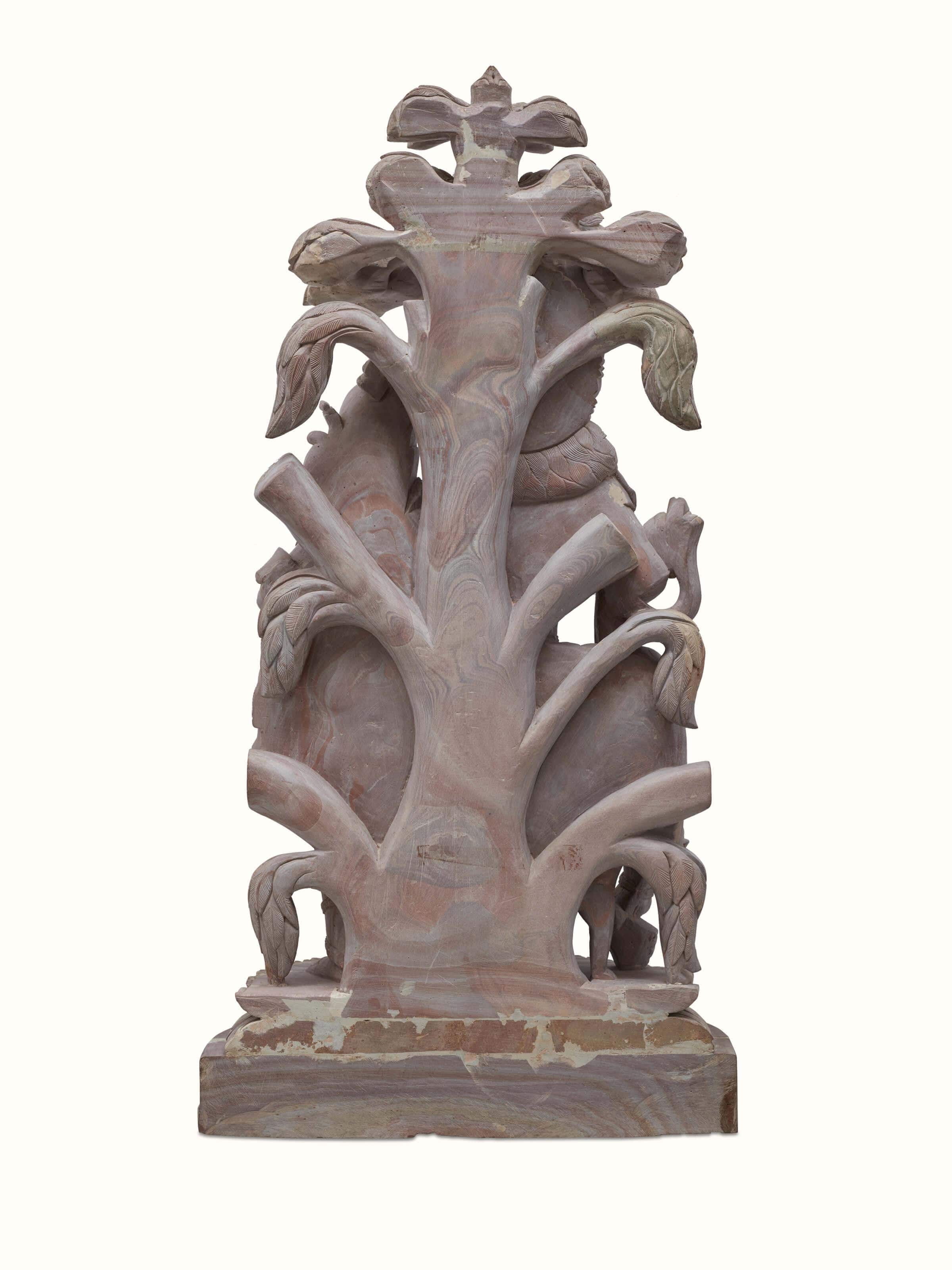 Back view of Carved Stone Radha & Krishna's Romance Idol highlighting back carving
