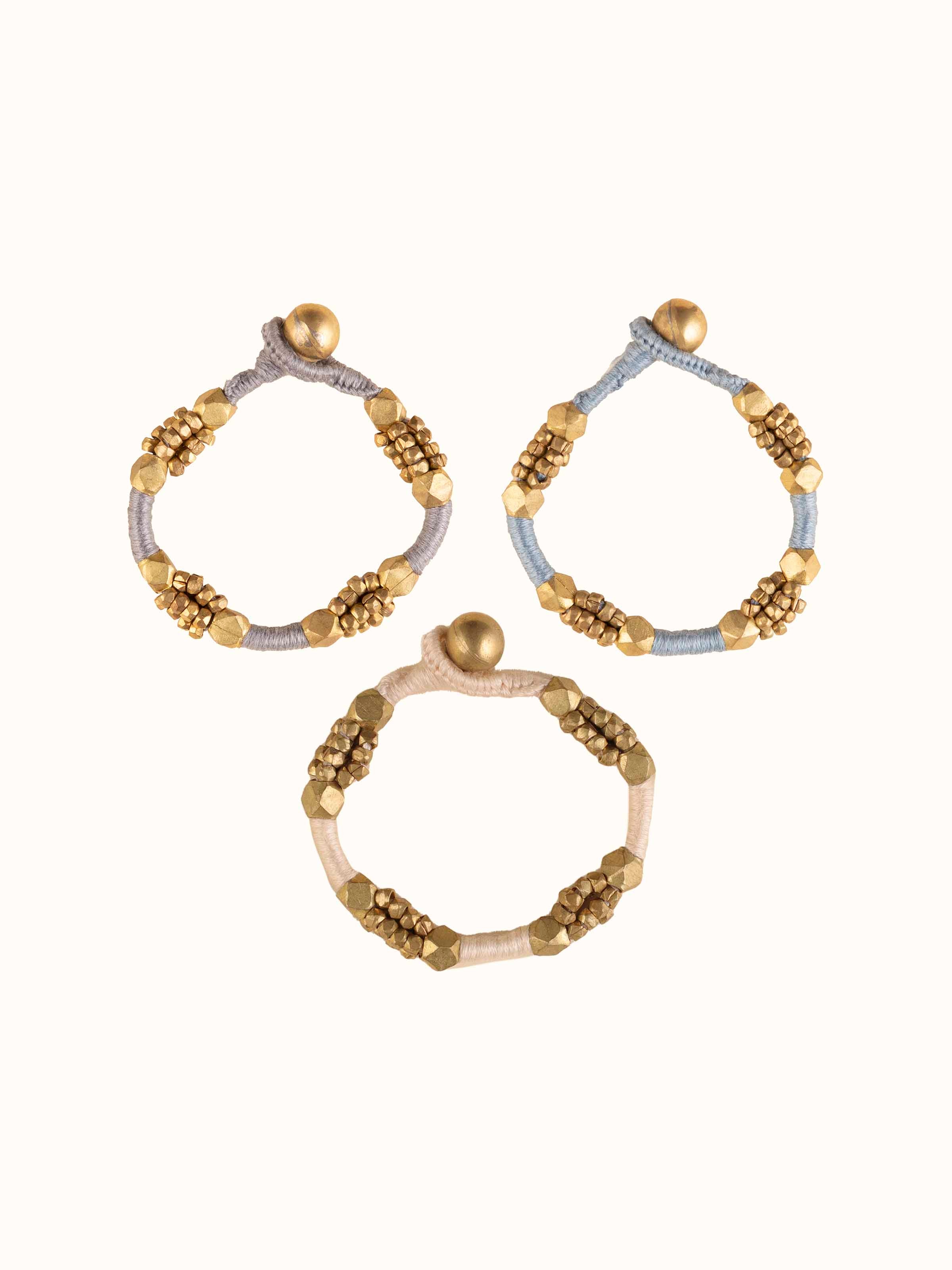 Front view of Dhokra bracelet set with detailed metalwork and traditional design.