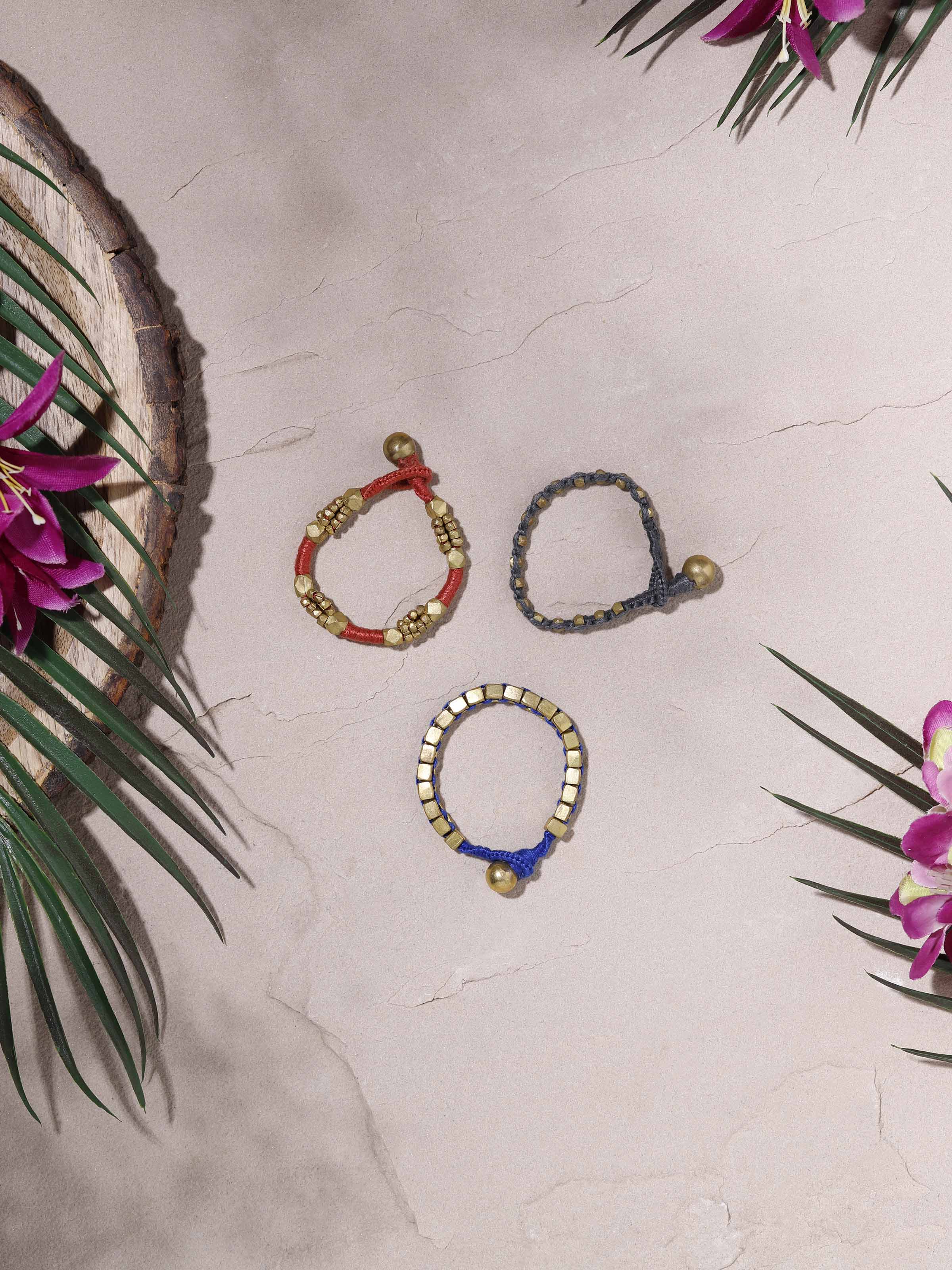 Side view of Dhokra Bracelet Set highlighting the unique shape and traditional design.