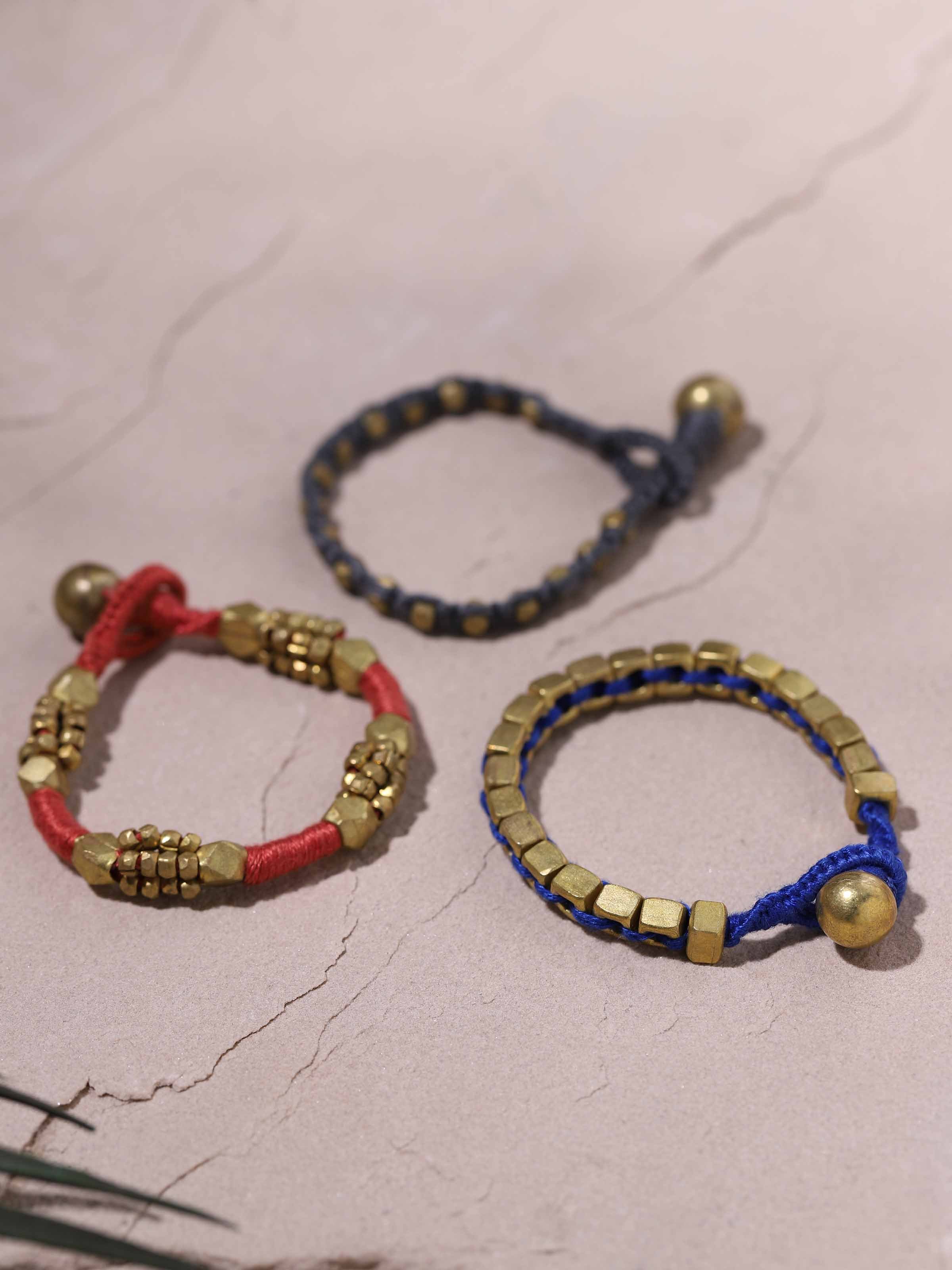 Angled view of Dhokra Bracelet Set showcasing the elegant Dhokra design and craftsmanship.