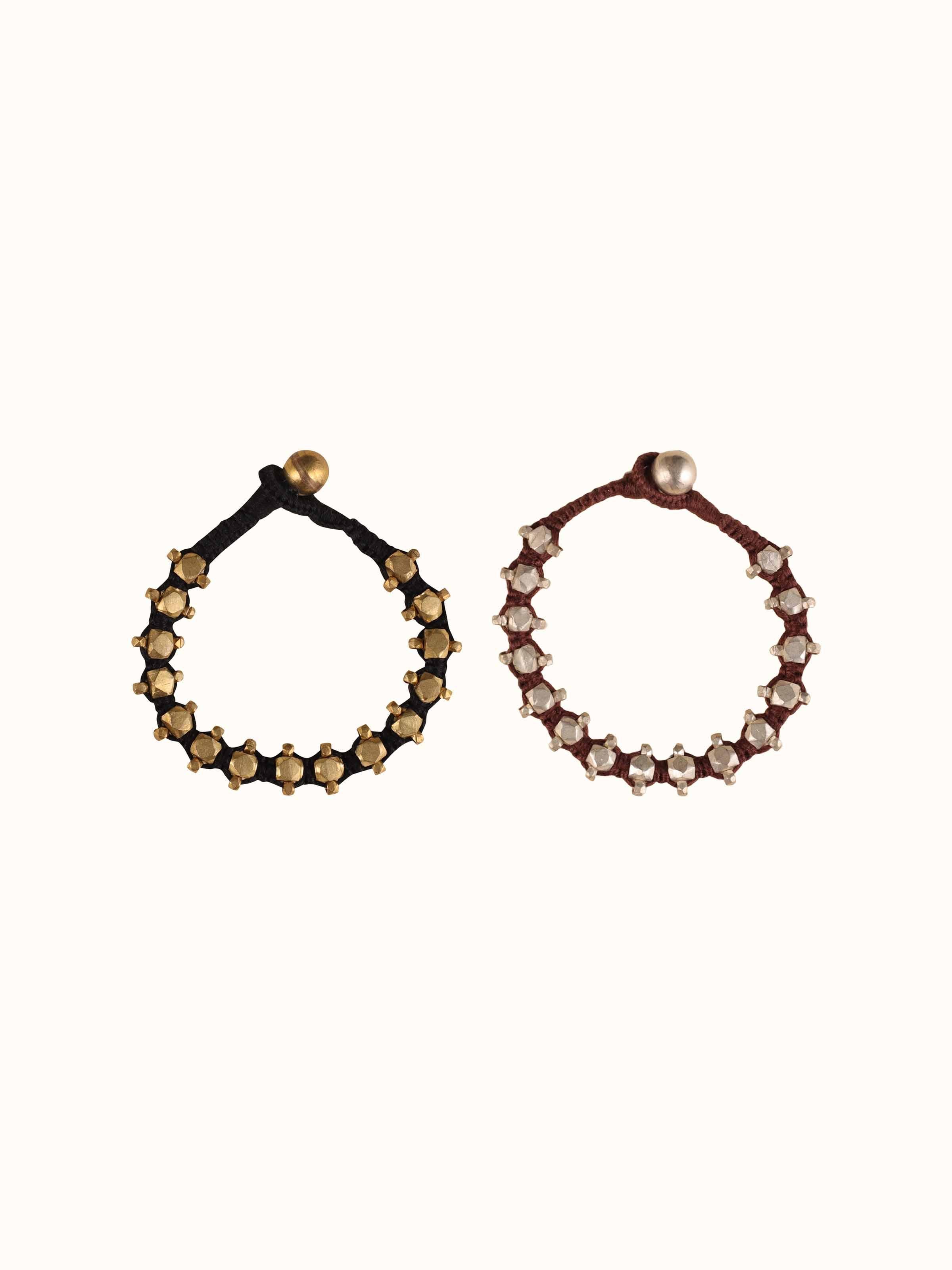 Front view of Dhokra Bracelet Set (2 pcs) displaying intricate tribal designs and traditional craftsmanship