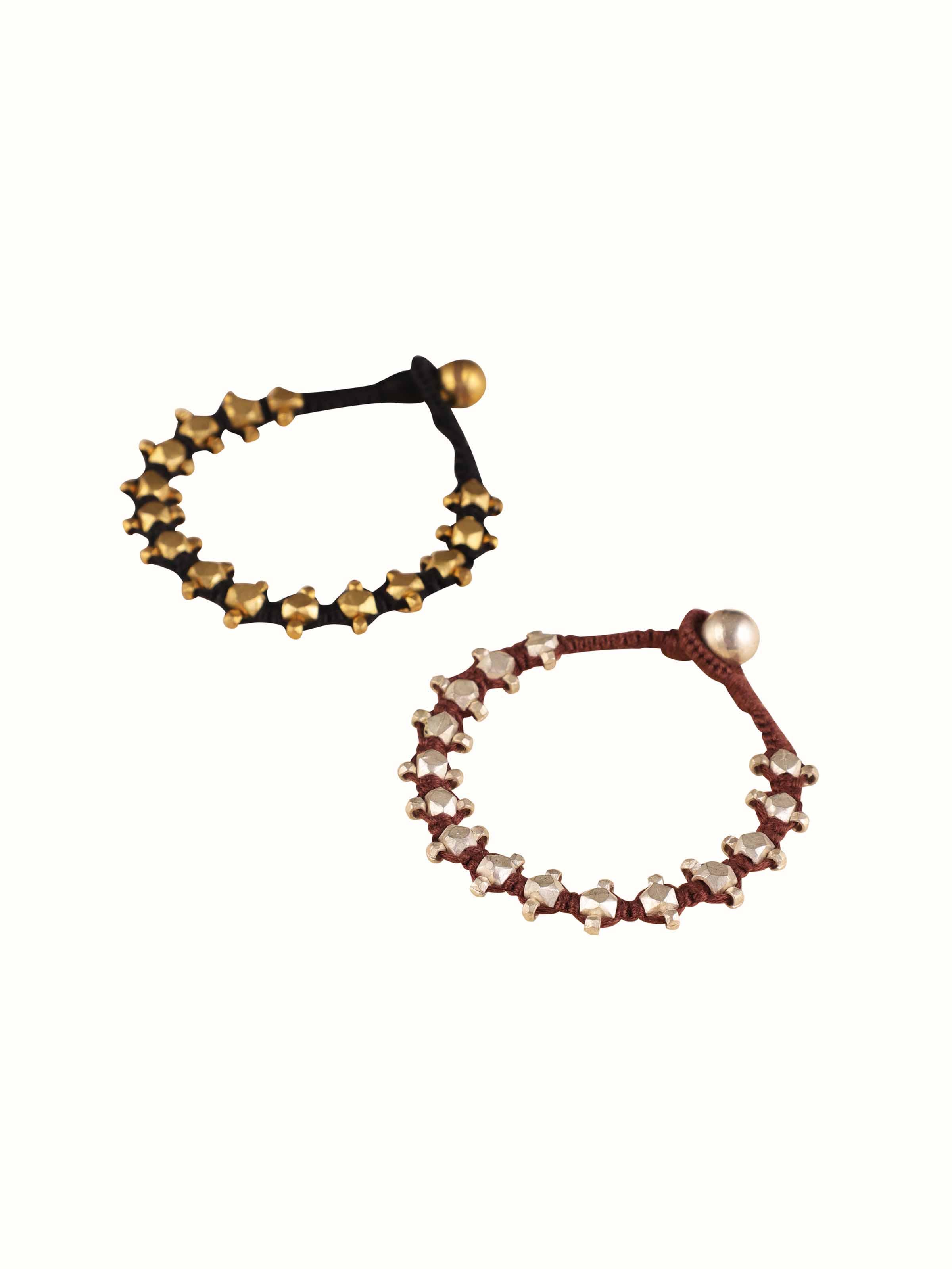 Detailed view of Dhokra Bracelet Set (2 pcs) highlighting the craftsmanship and tribal embellishments