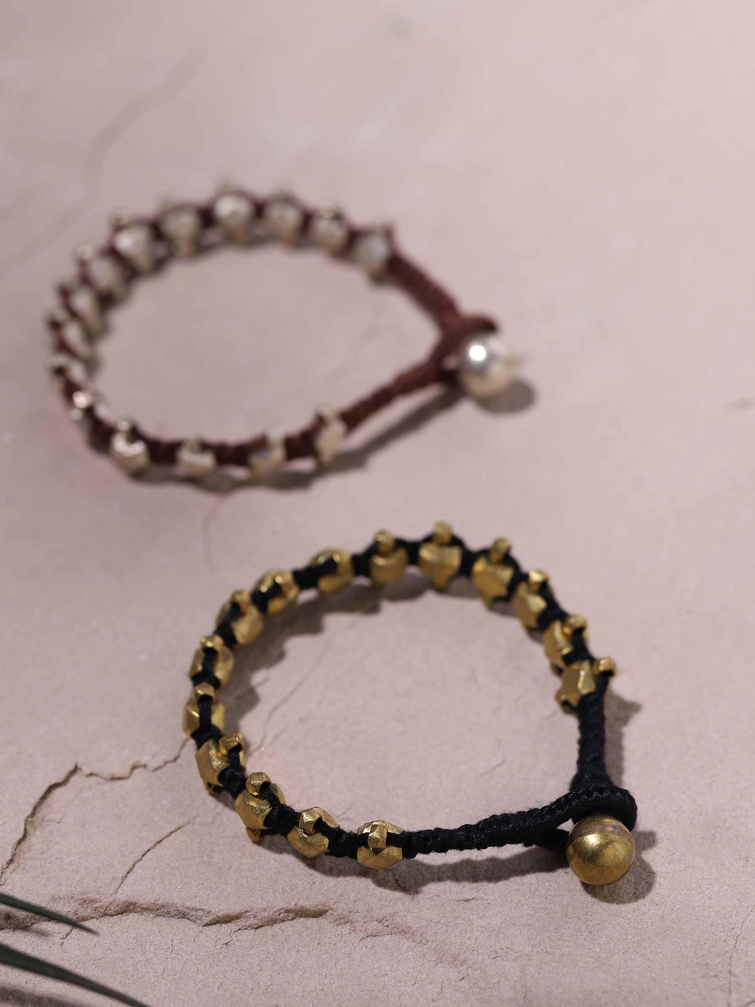 Overhead view of Dhokra Bracelet Set (2 pcs) emphasizing the complete design and traditional artistry
