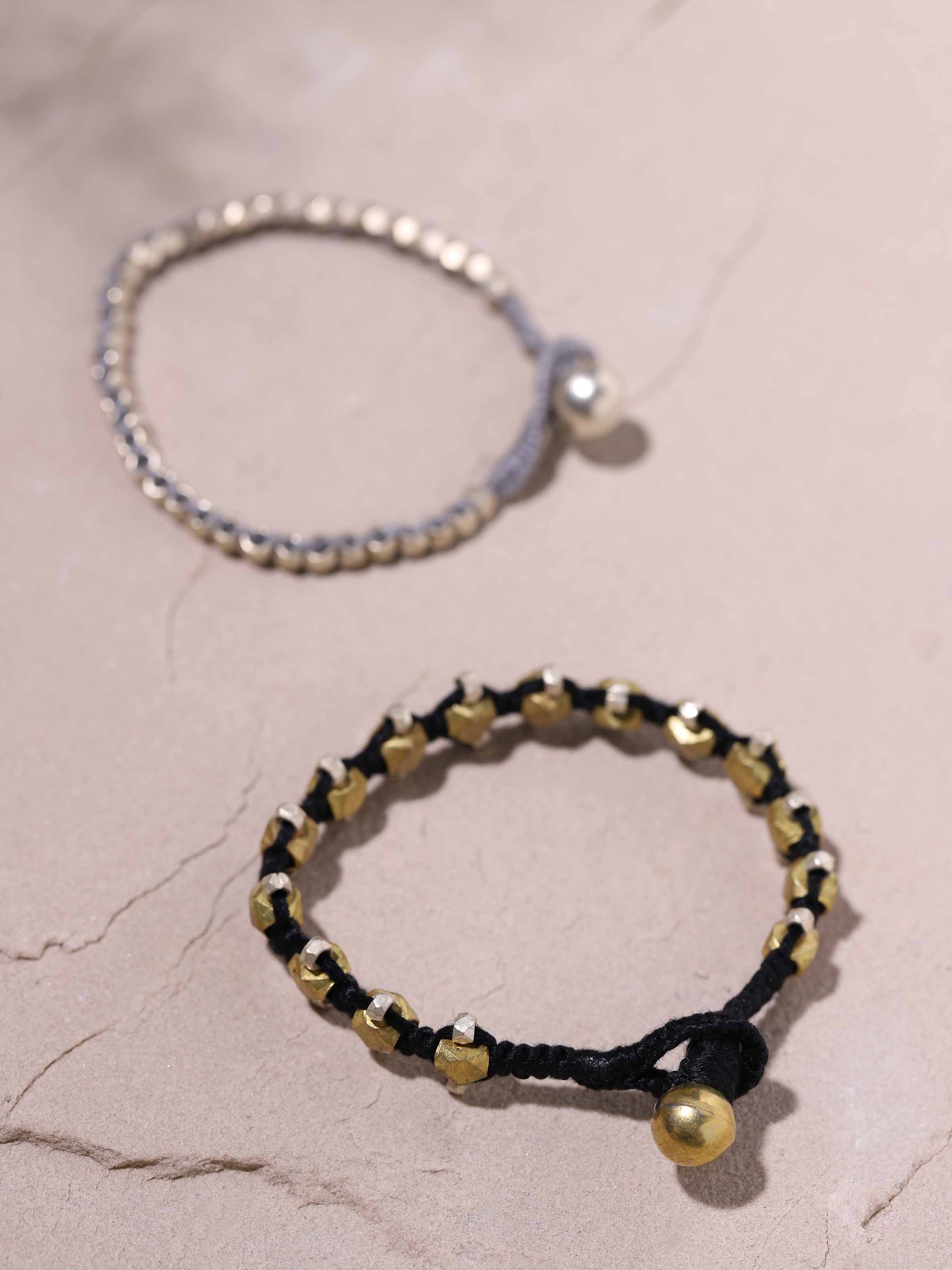 Detailed view of Prabhat Dhokra Bracelet Pack from a distance highlighting full design.