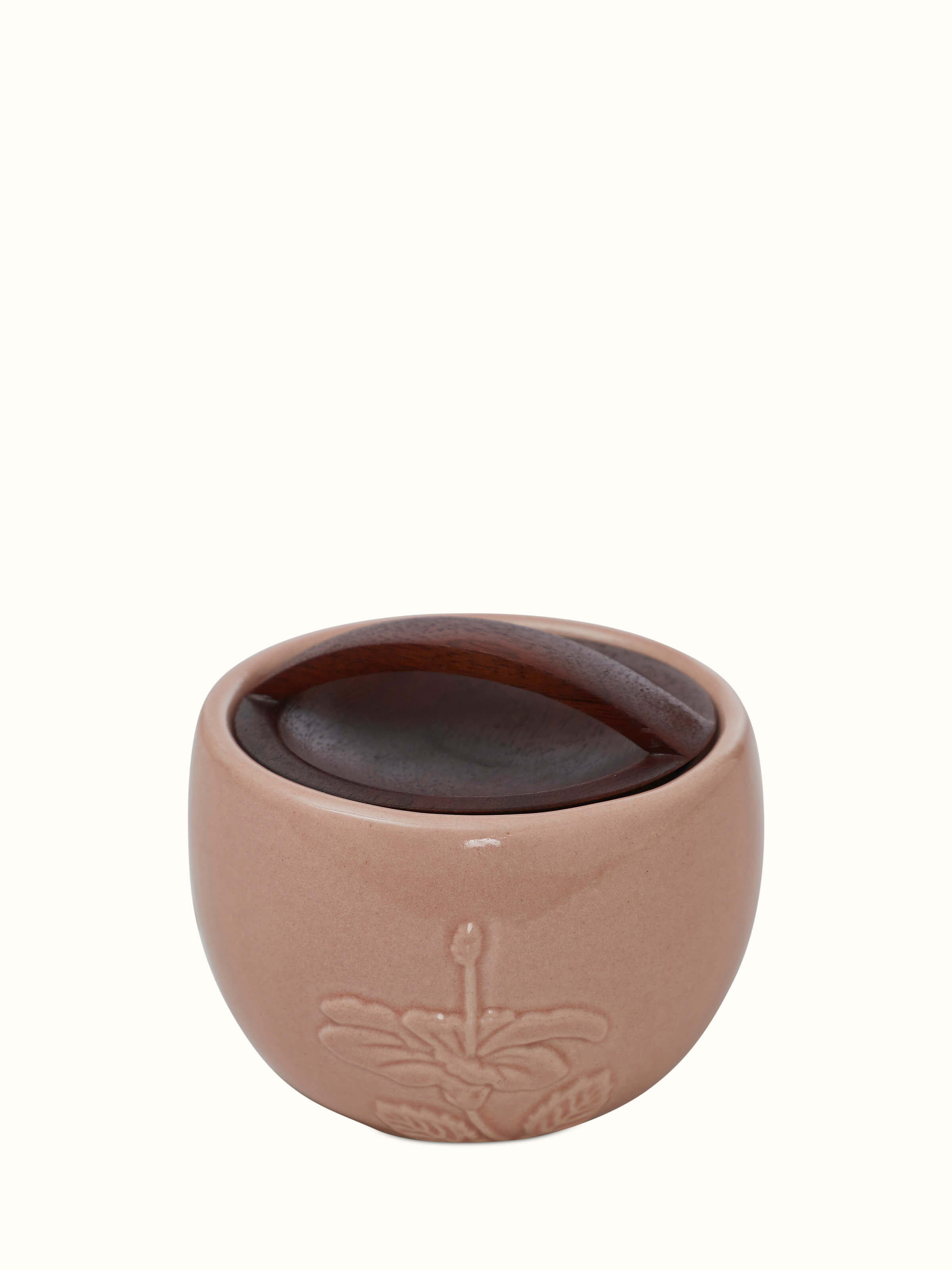 Top view of Studio Pottery Mango Wood & Stone Trinket Box showing the lid and overall design.