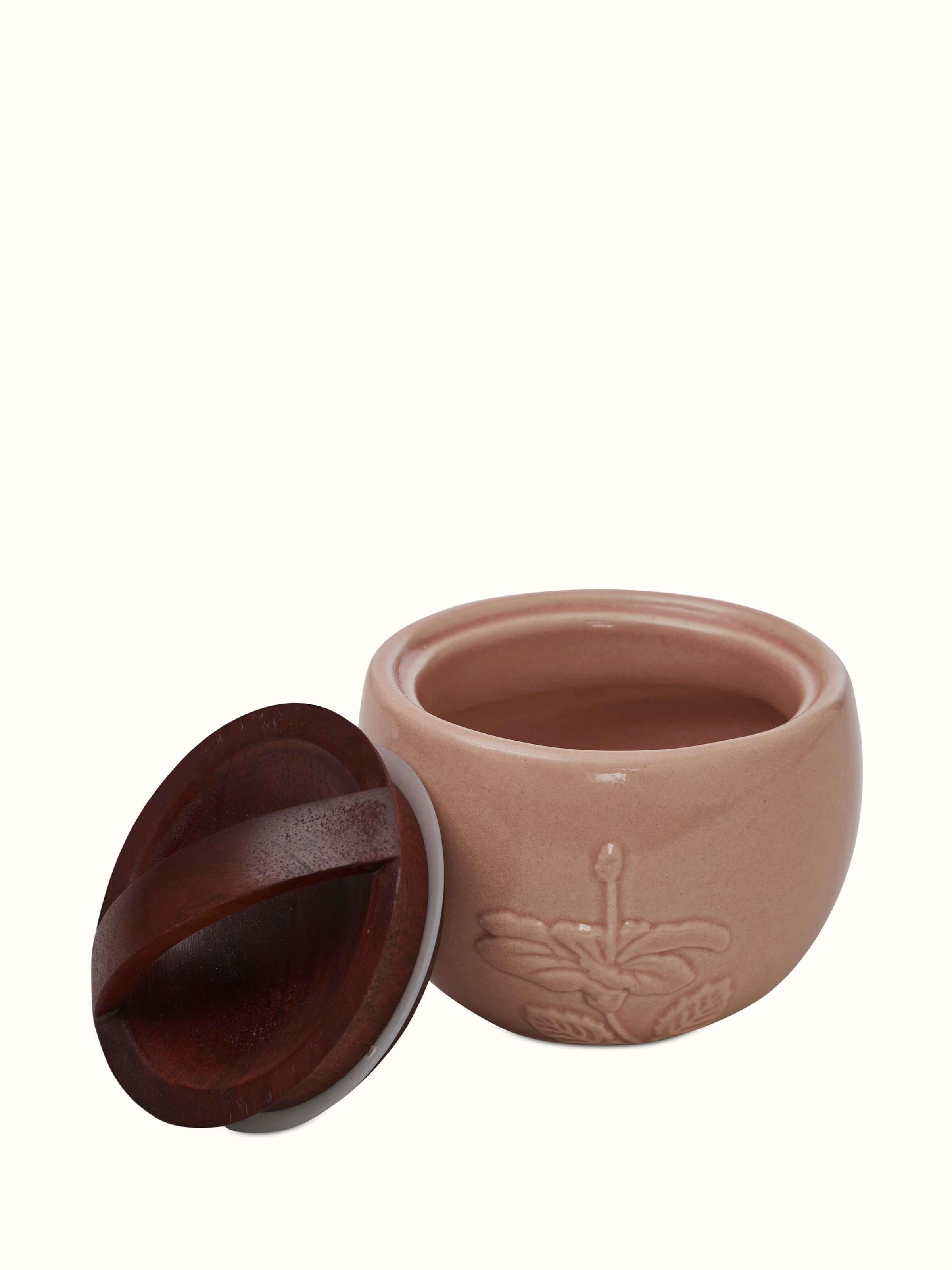 Close-up detail of Studio Pottery Mango Wood & Stone Trinket Box focusing on the materials and craftsmanship.