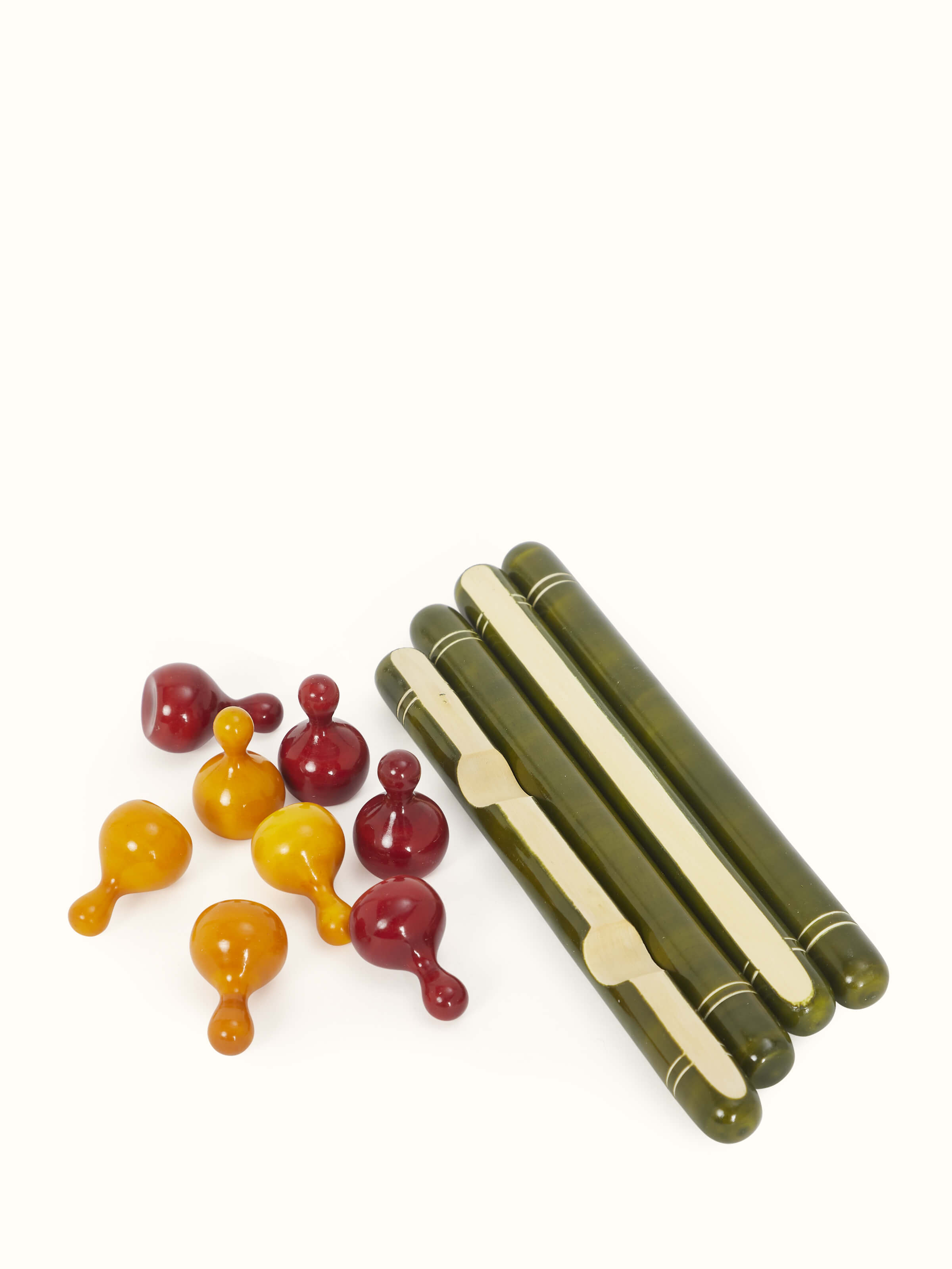 Angled view of Channapatna Wooden Tic-Tac-Toe Set by Swadesh showcasing its vibrant colors and child-friendly design.