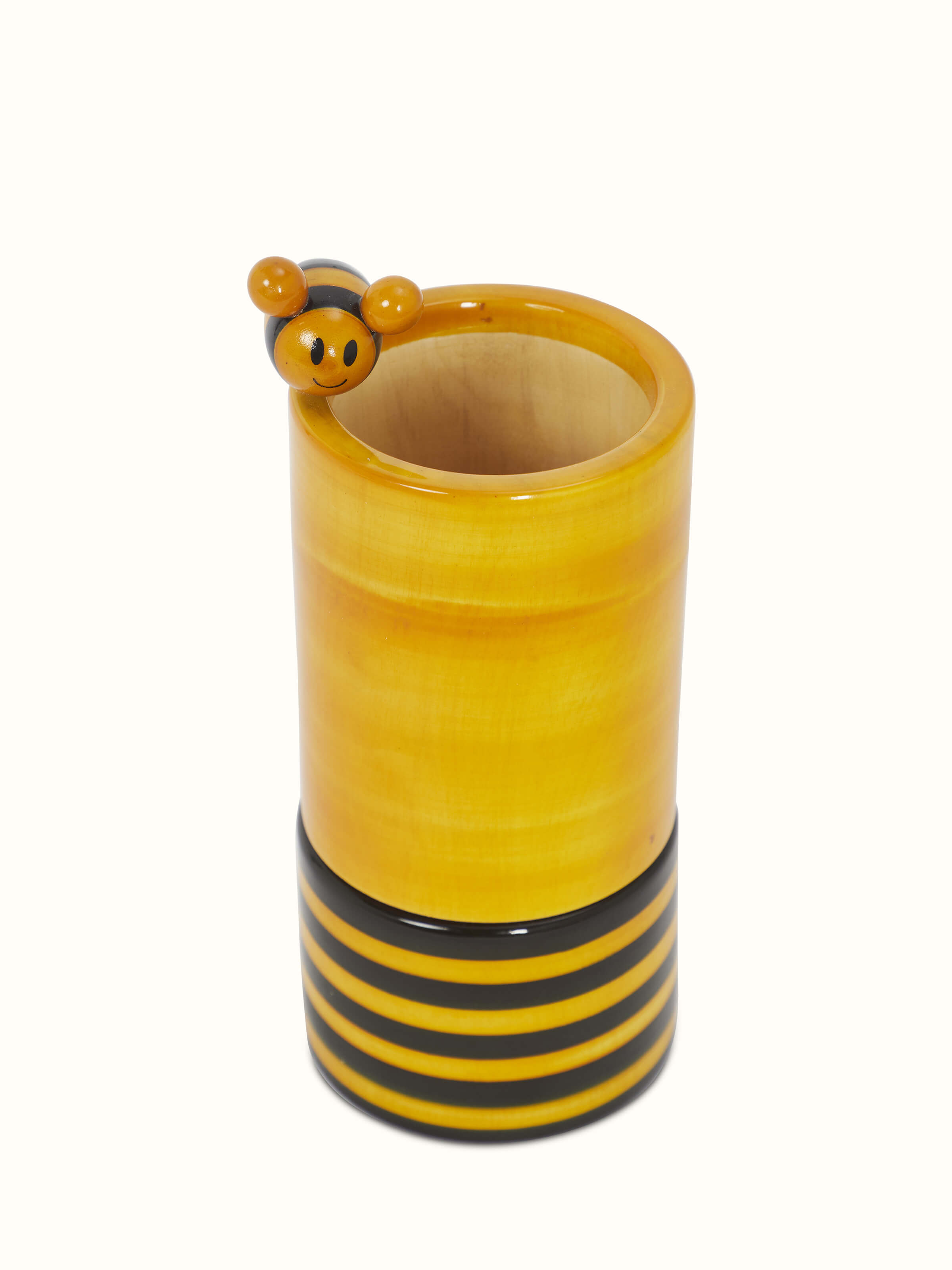Detailed view of Channapatna Wooden Honey Bee Pencil Holder by Swadesh highlighting the fine craftsmanship and polished wood finish.