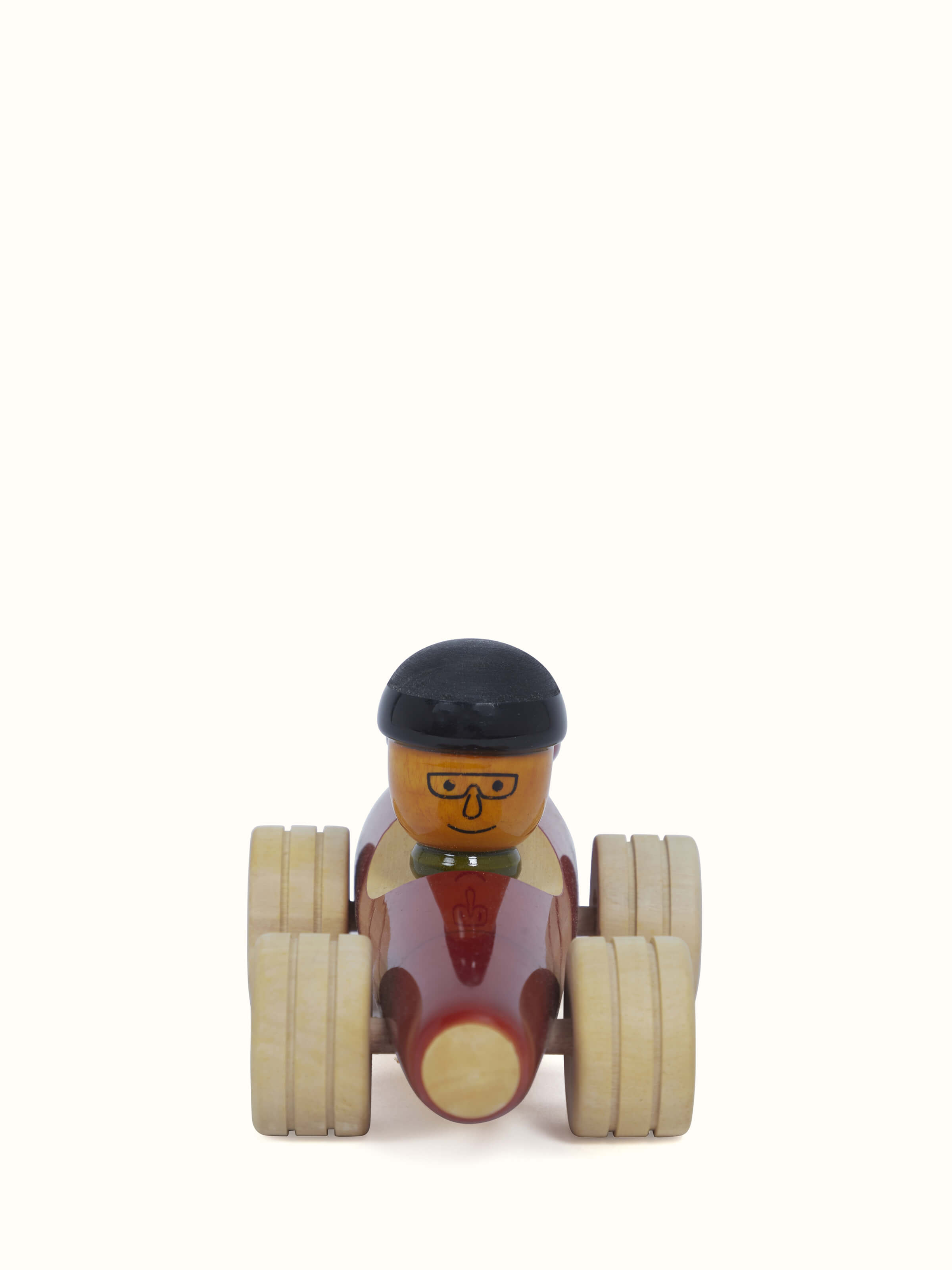 Front view of Channapatna Wooden Vehicle Toy, showcasing the bright colors and smooth craftsmanship
