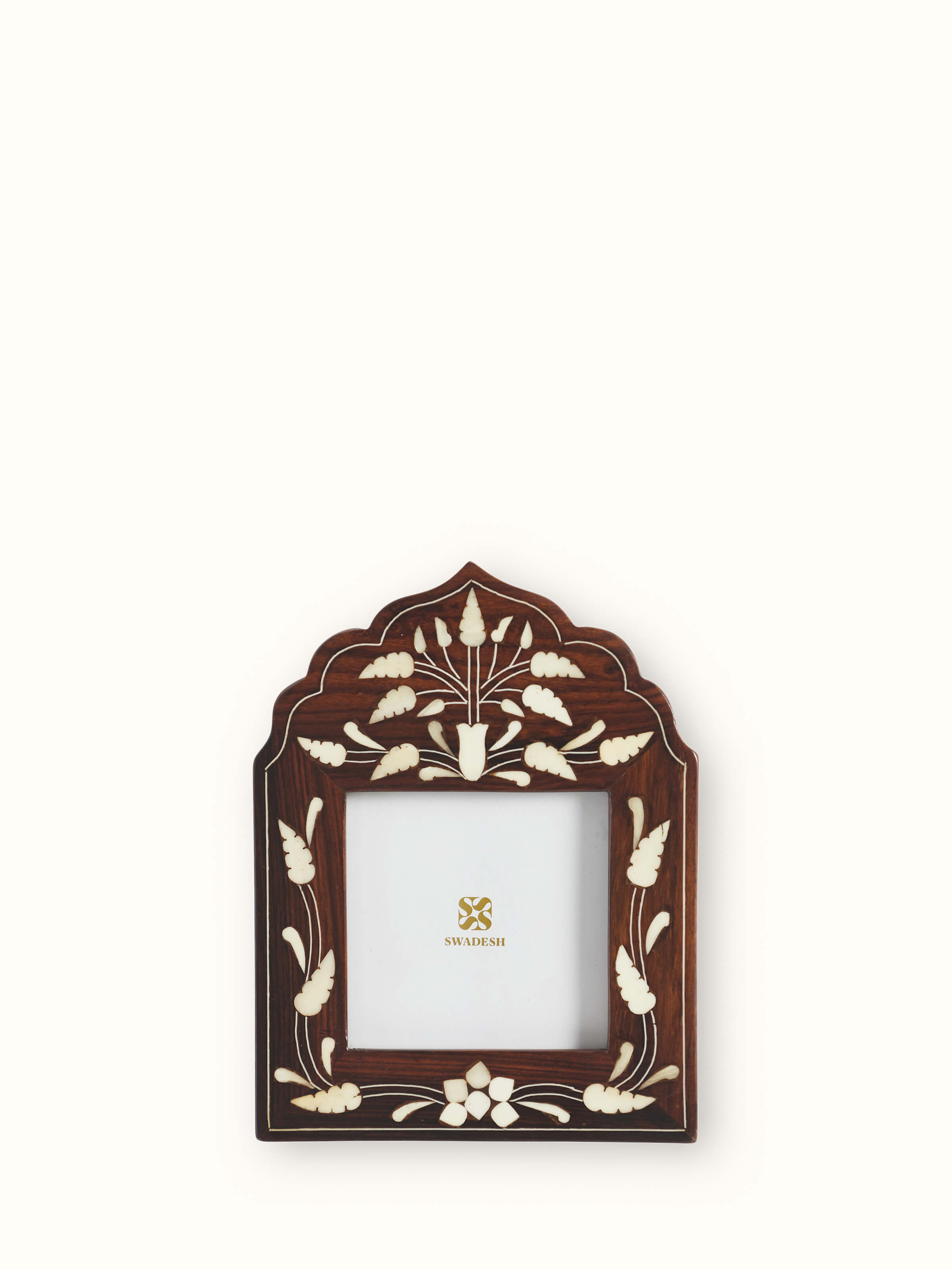 Artistic view of Natural Sheesham Wood & Bone Inlaid Photo Frames (2 pcs), displaying the overall design and craftsmanship