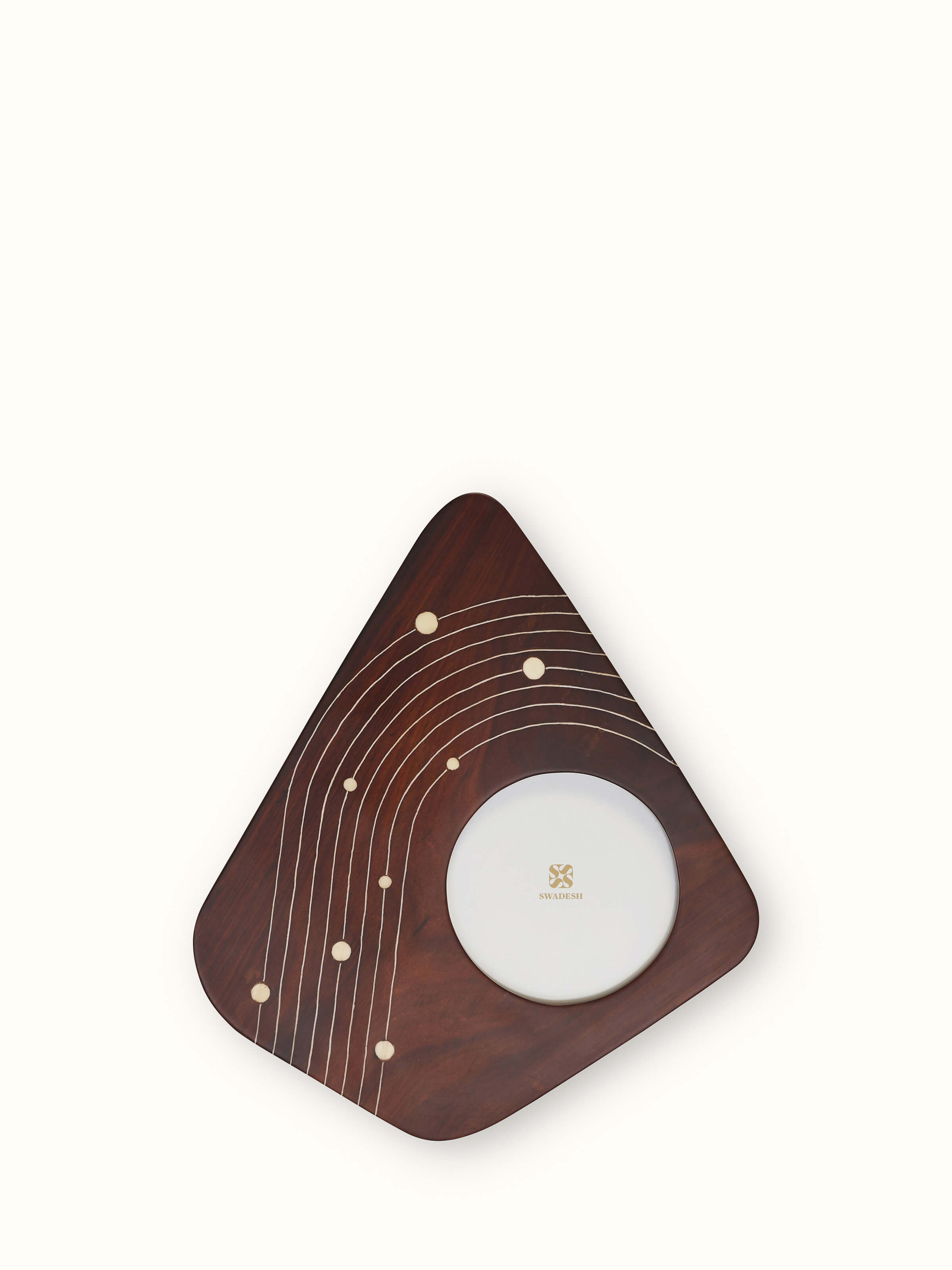 Front view of Natural sheesham wood & bone inlaid photo frame showcasing detailed craftsmanship