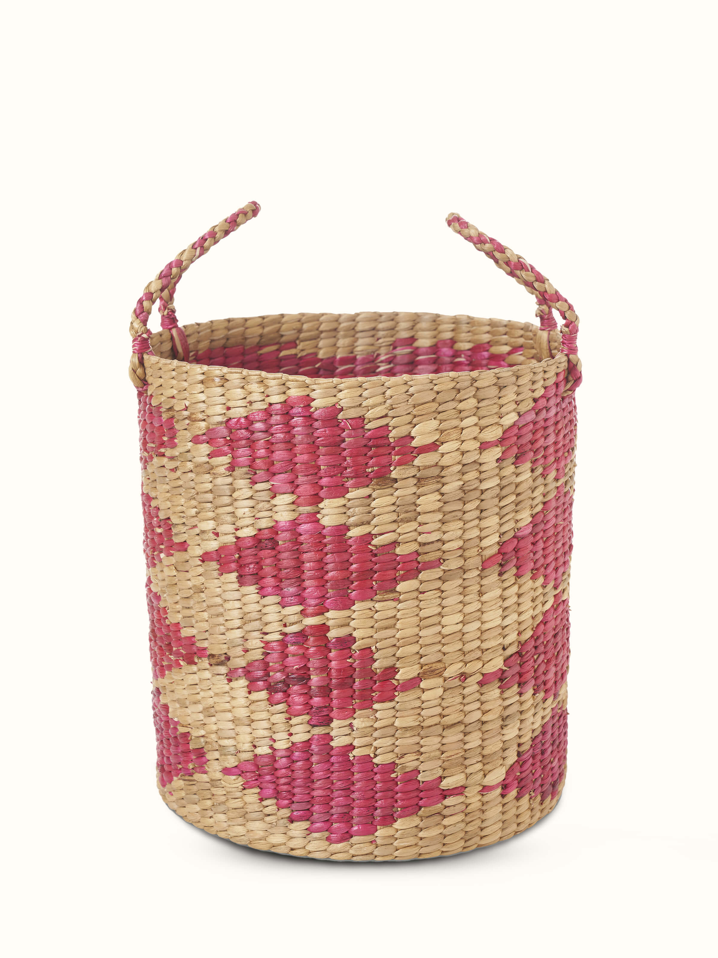 Front view of Natural Water Hyacinth Fibre Planter showing its natural texture