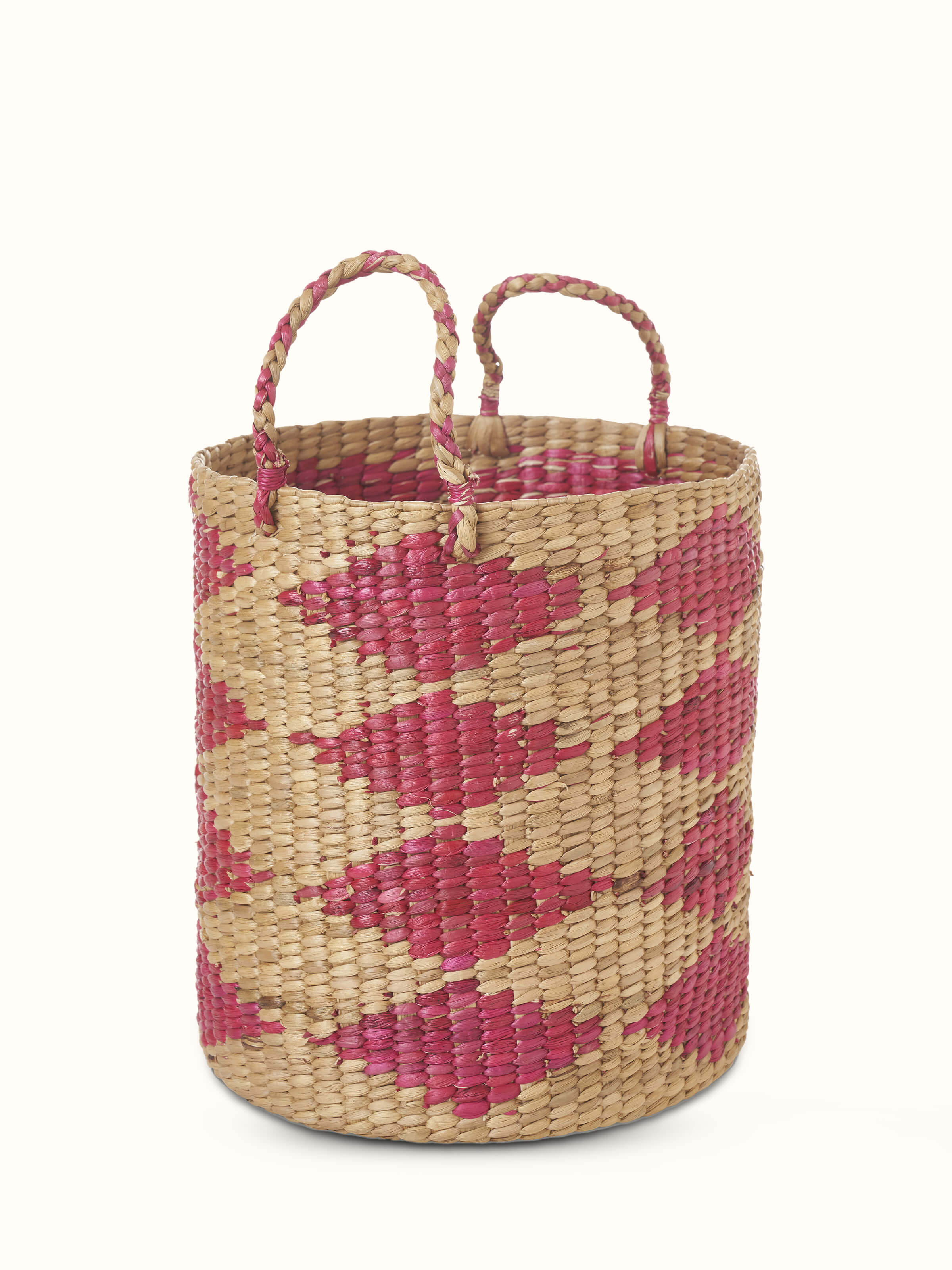 Angled view of Natural Water Hyacinth Fibre Planter emphasizing its sturdy build