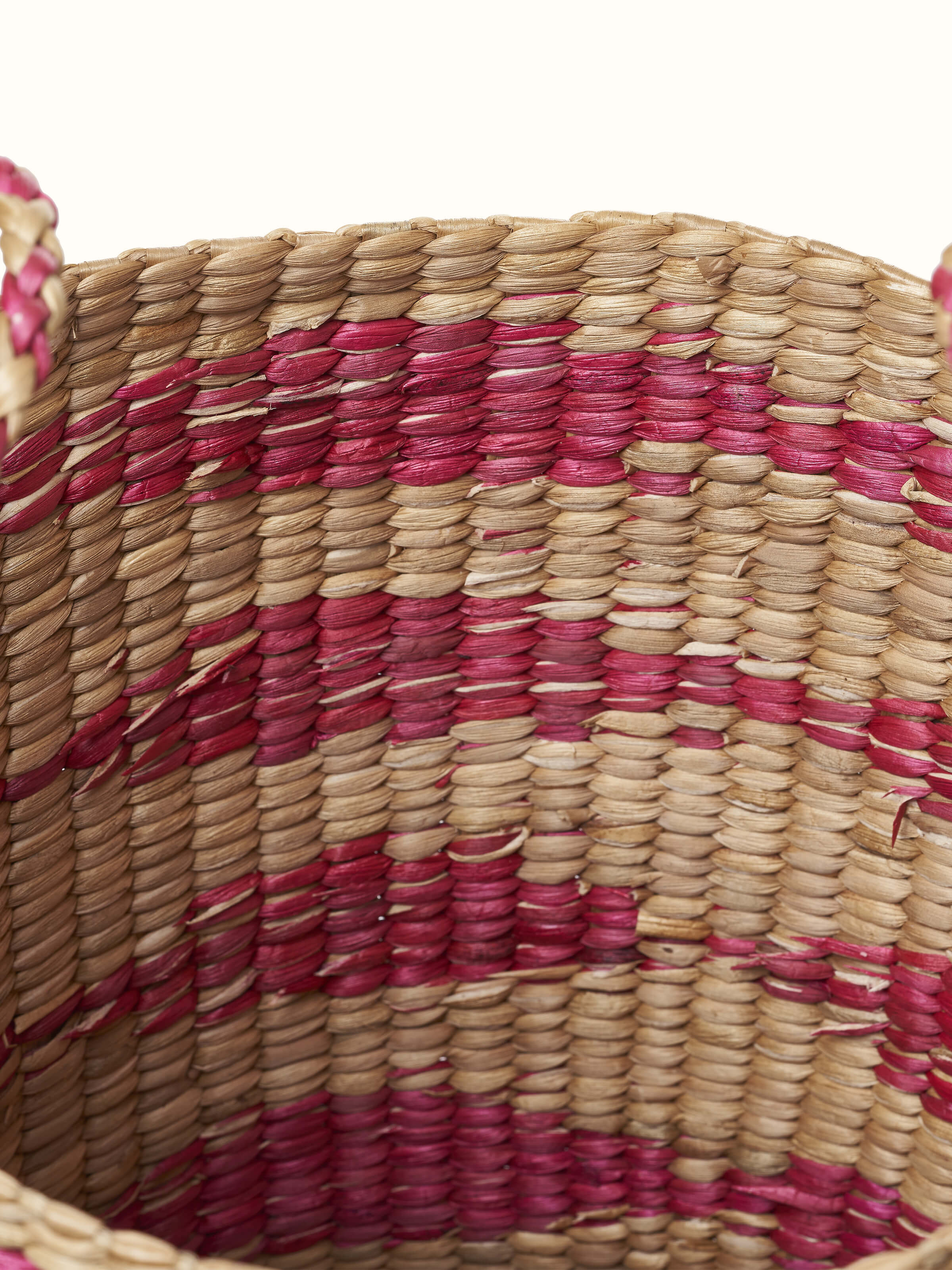 Close-up of Natural Water Hyacinth Fibre Planter focusing on texture and details