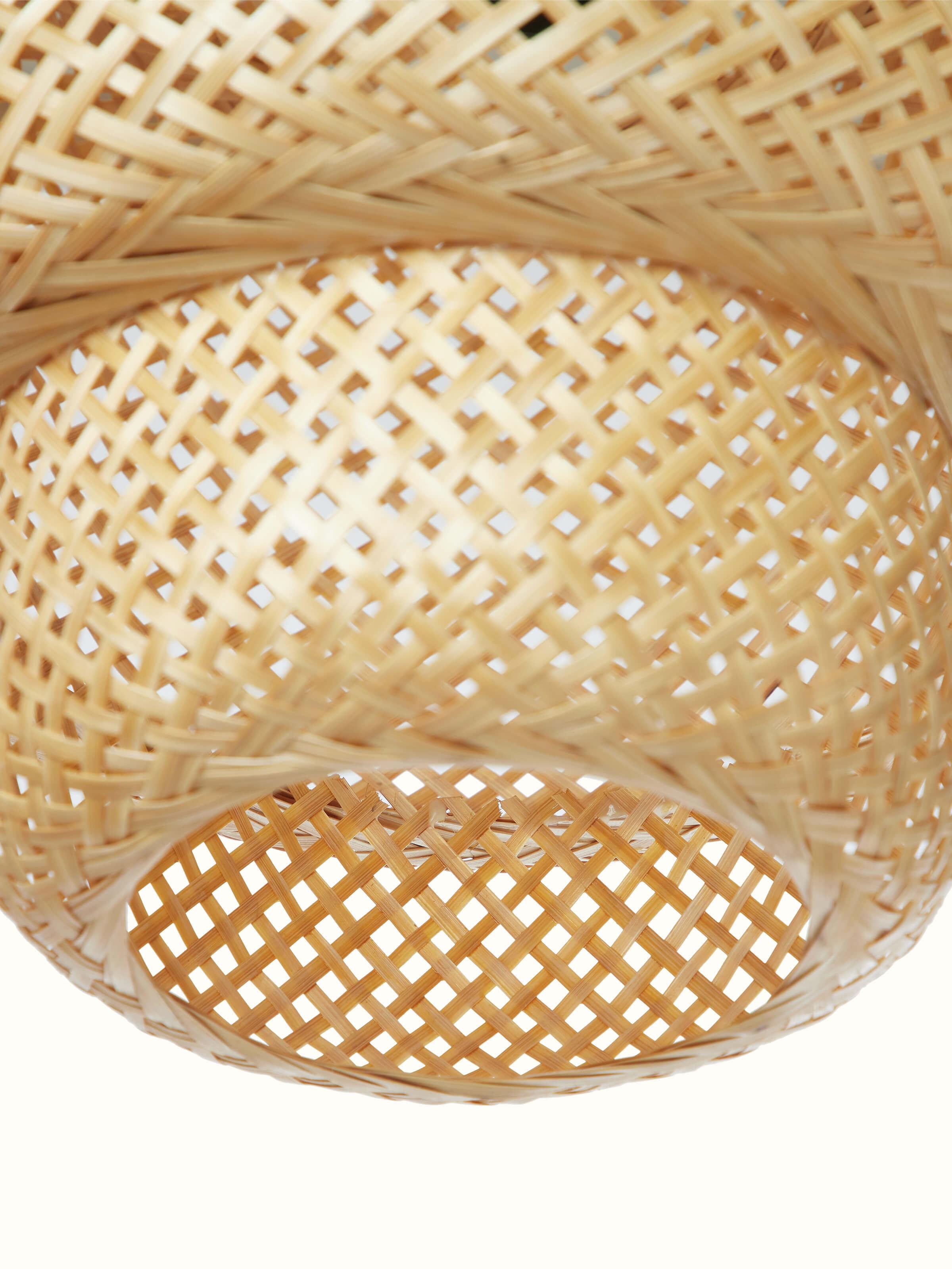 Close-up view of Bamboo LED pendant light medium focusing on the texture and finish of the bamboo and LED components.