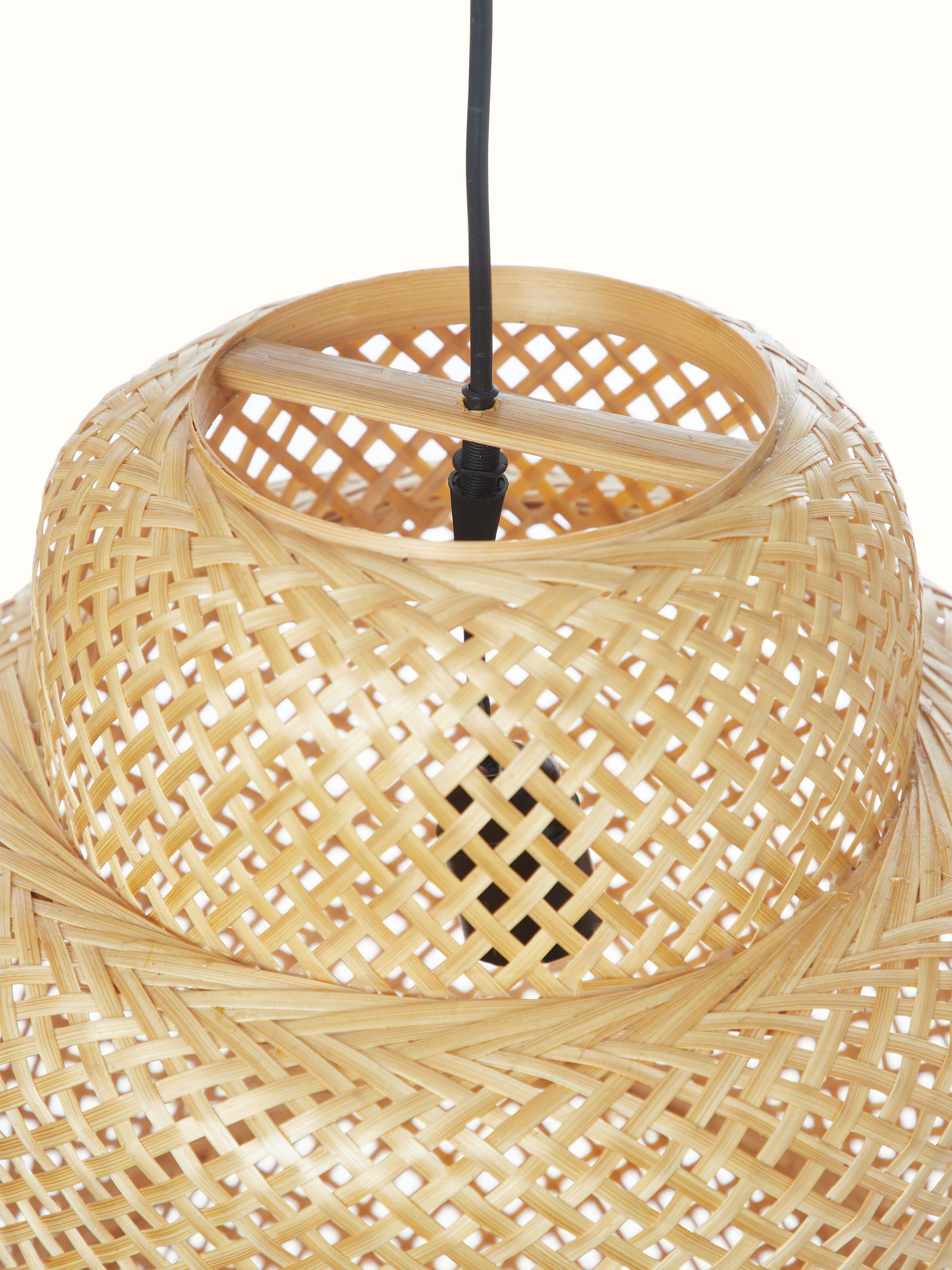 Full view of Bamboo LED pendant light medium showing the complete design and functional features.