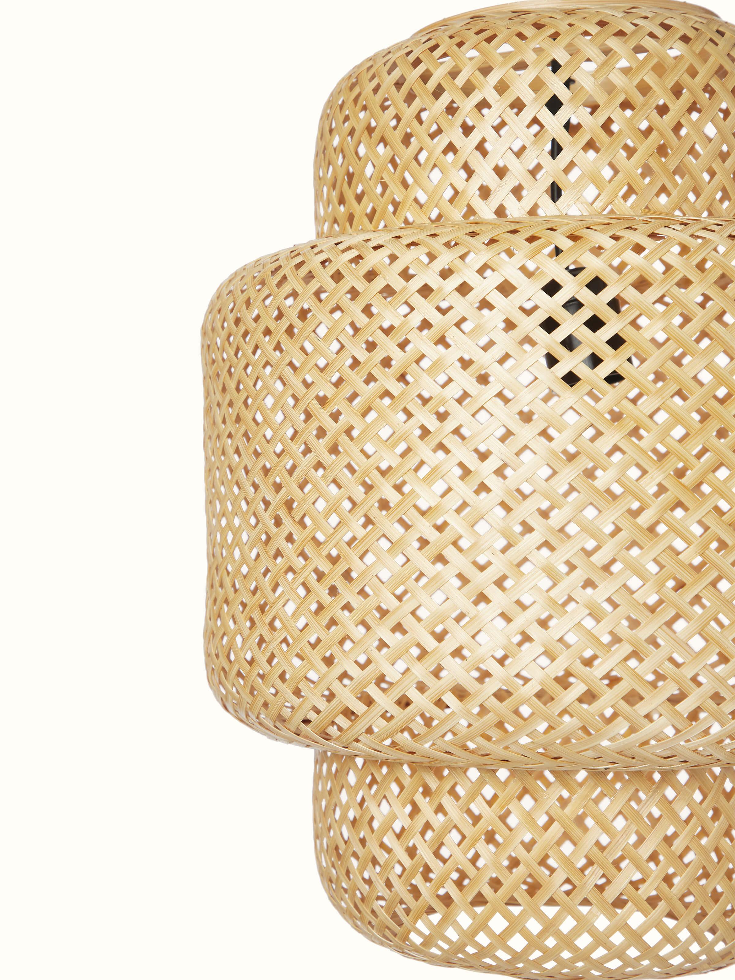 Side profile of Bamboo LED pendant light medium highlighting the seamless integration of bamboo and LED elements.