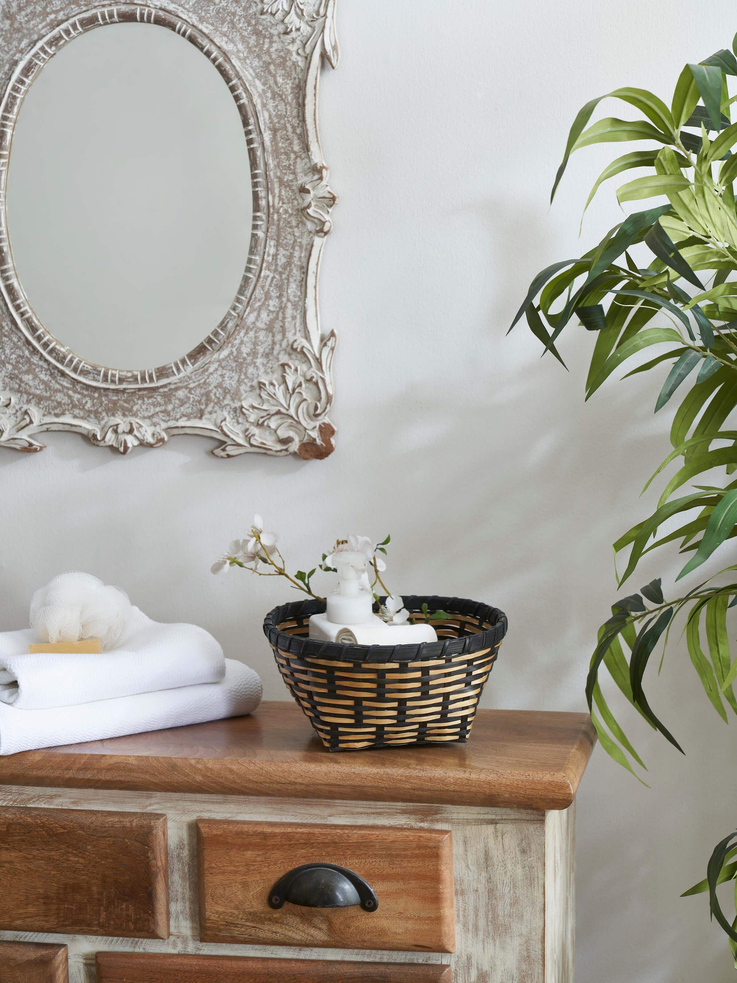 Side view of Bamboo Storage Organizer in Black Color highlighting the sturdy construction and modern aesthetic.