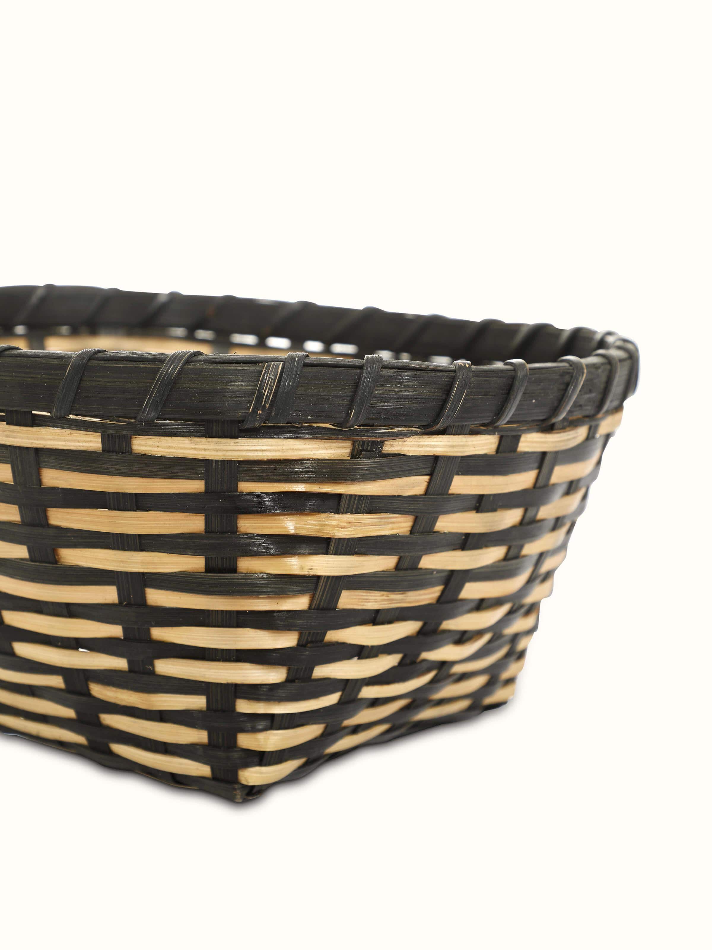 Close-up of Bamboo Storage Organizer in Black Color focusing on the fine bamboo texture and elegant finish.