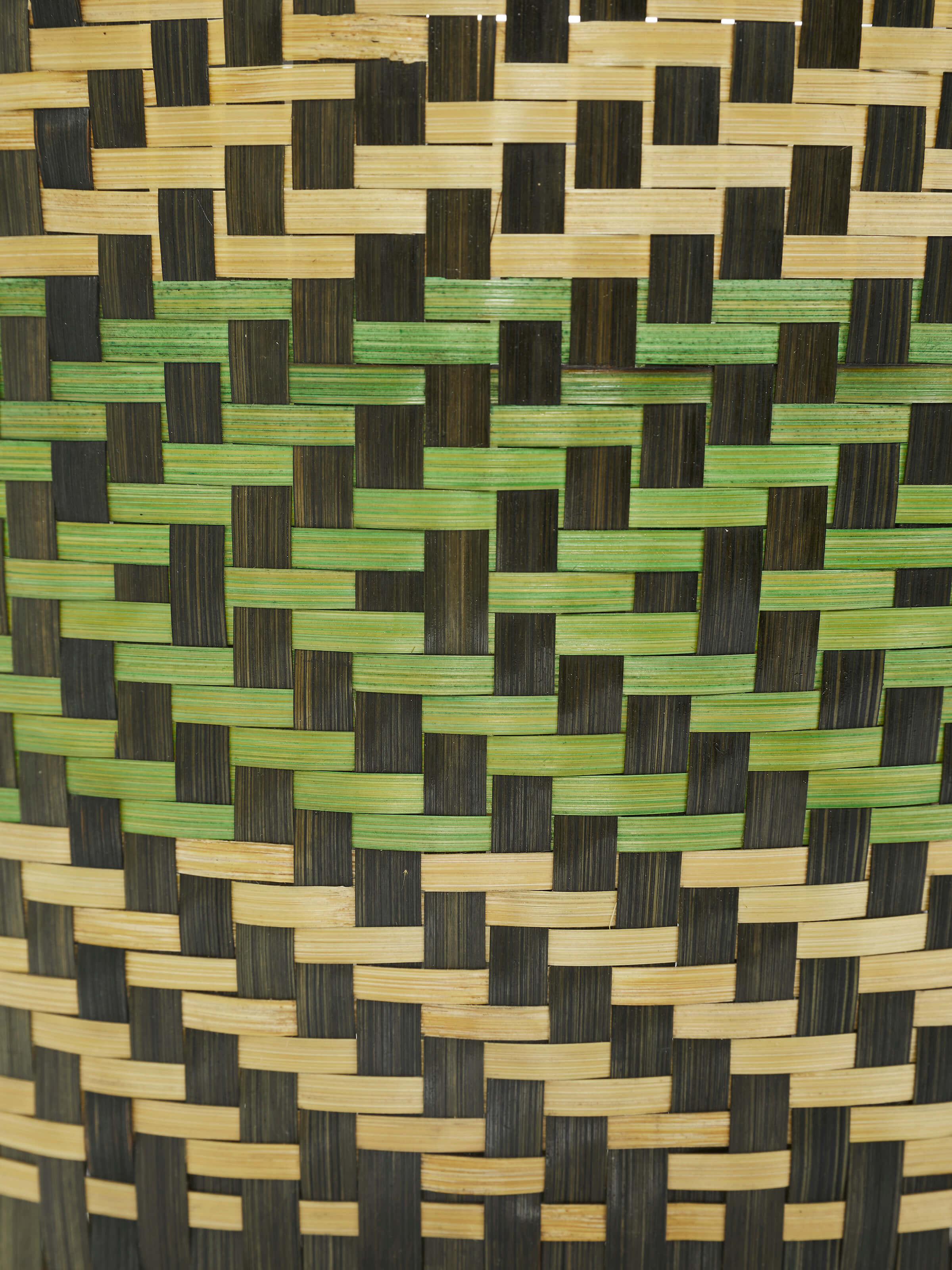 Close-up of Bamboo Waste Bin in green color, focusing on the bamboo weave and eco-friendly material