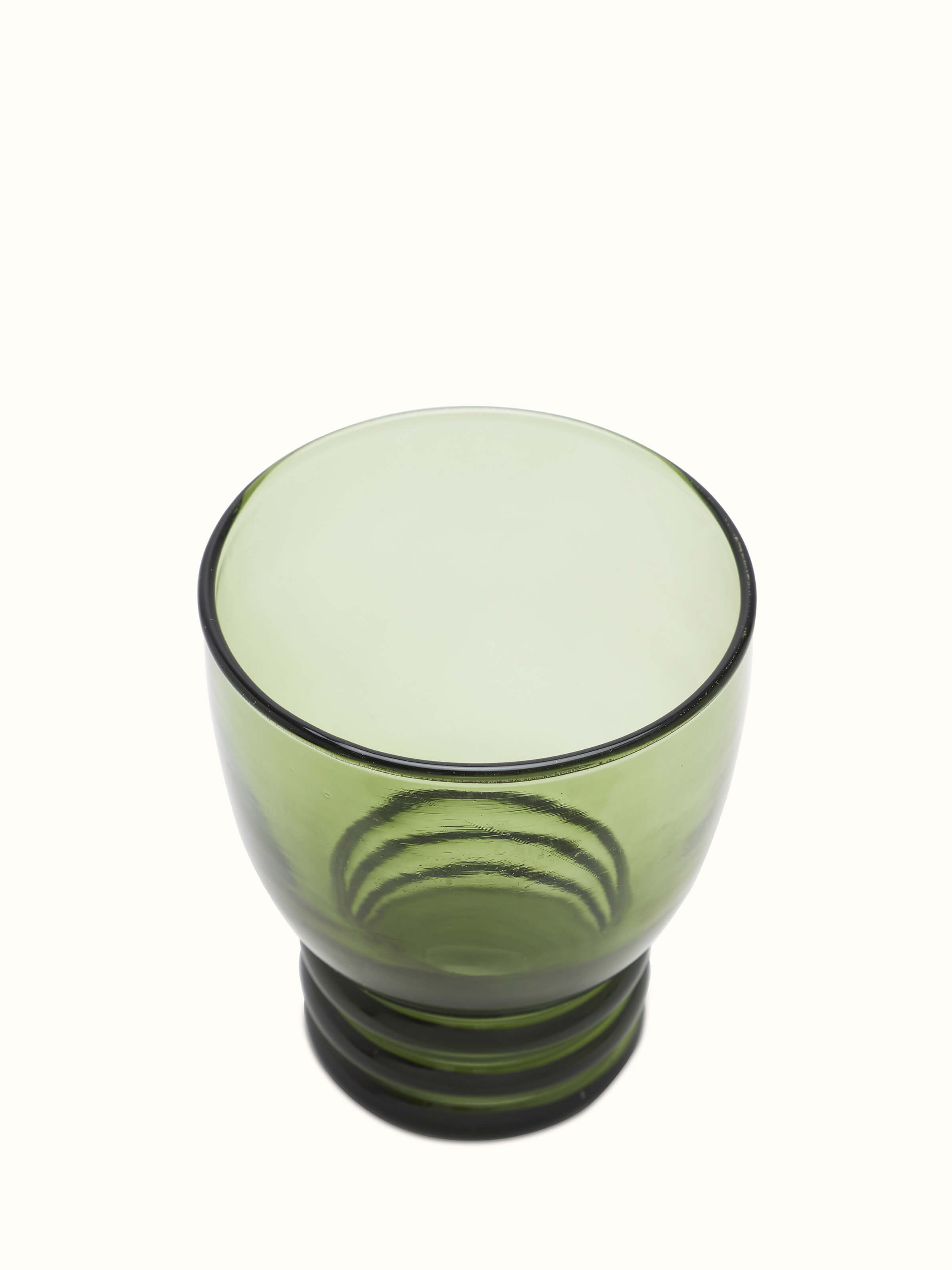 Close-up of soda-lime glass-worked water glasses highlighting their refined glasswork and design.