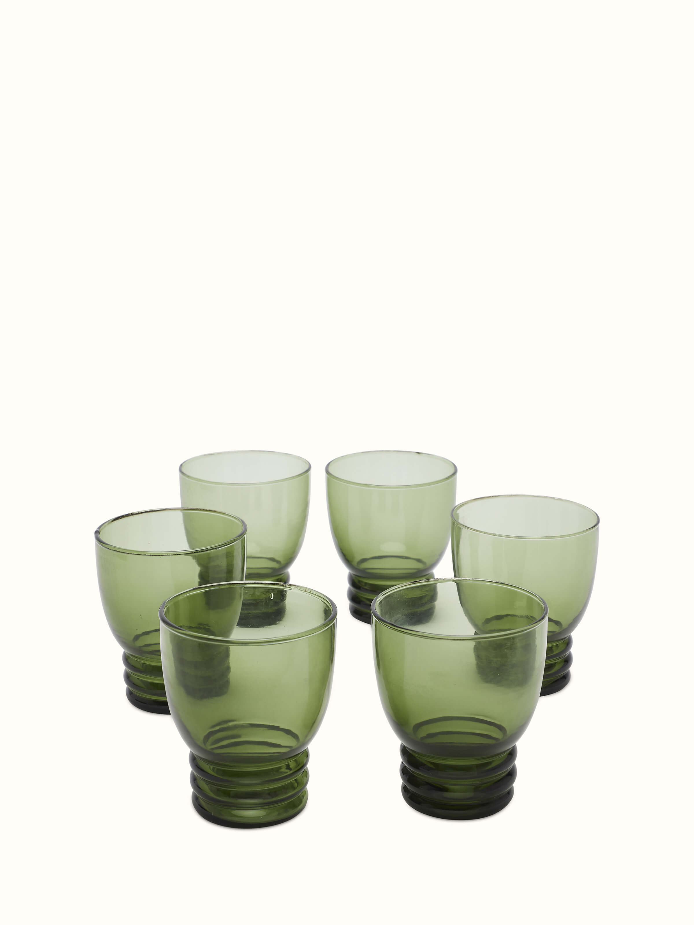 Close-up of soda-lime glass water glasses showing the clarity and detailed design.