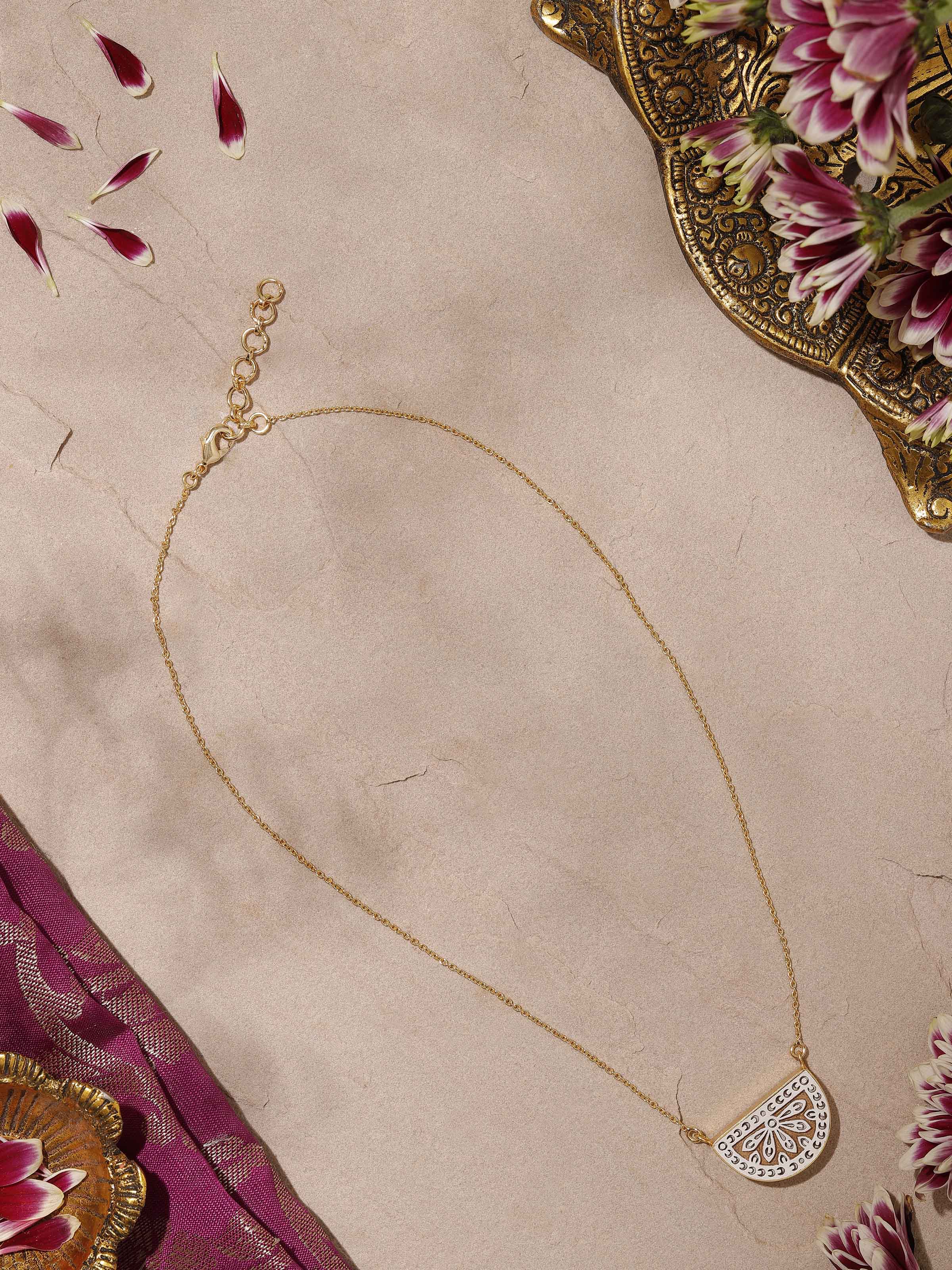 Side view of Teakwood Pendant & Chain showcasing its elegant design by Swadesh