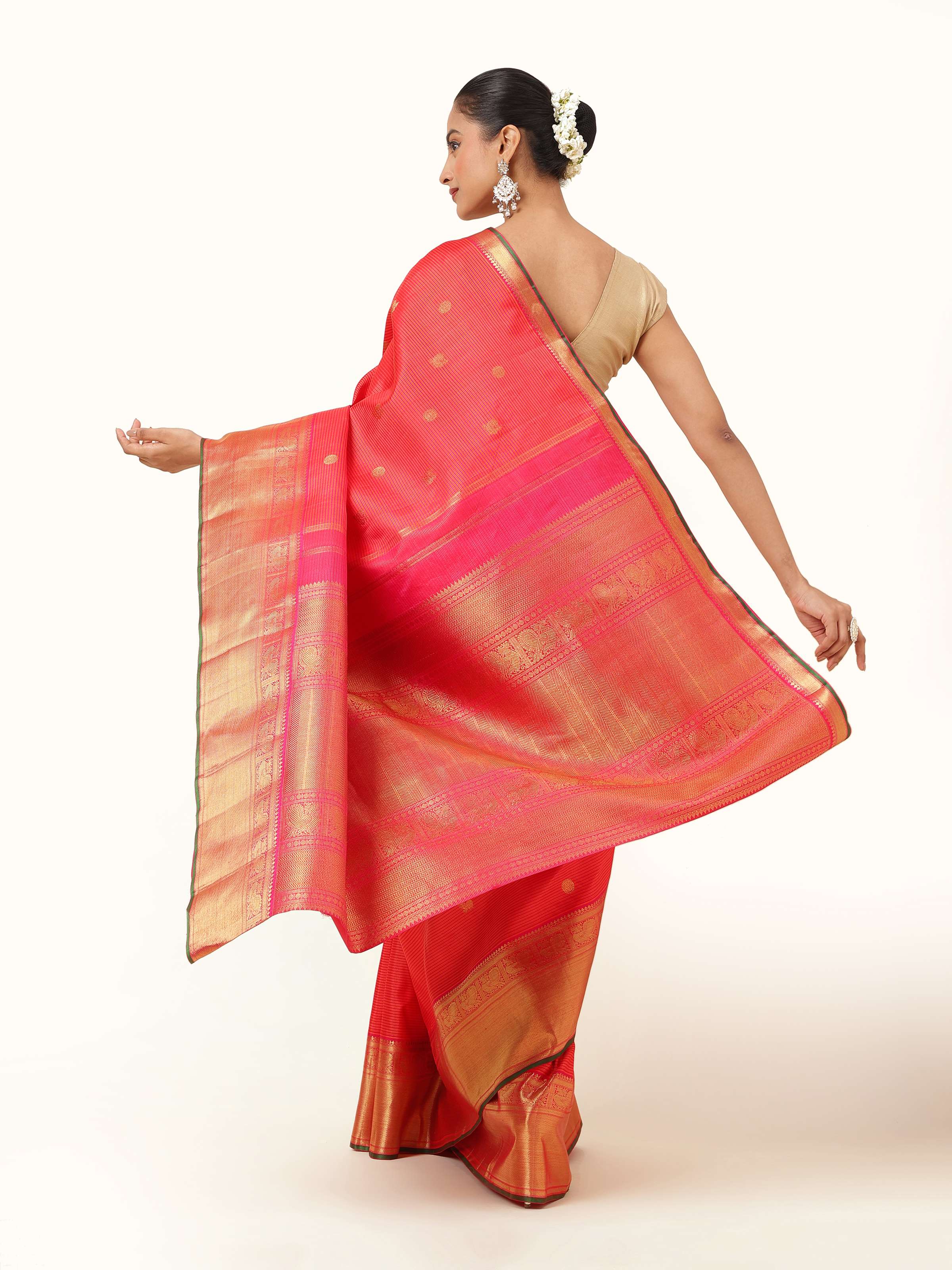 Coral Silk Kancheepuram Saree