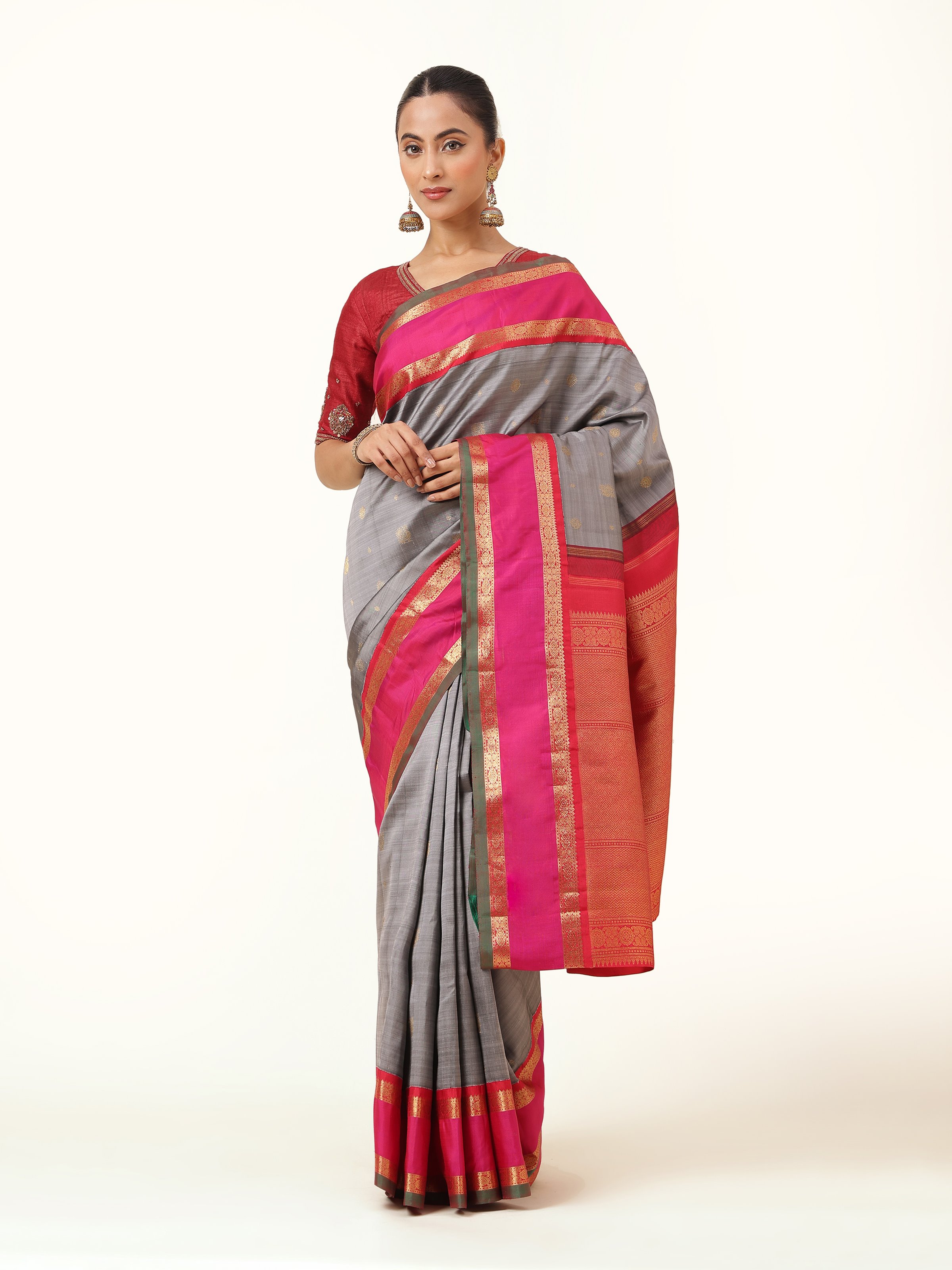 Grey Silk Kancheepuram Saree