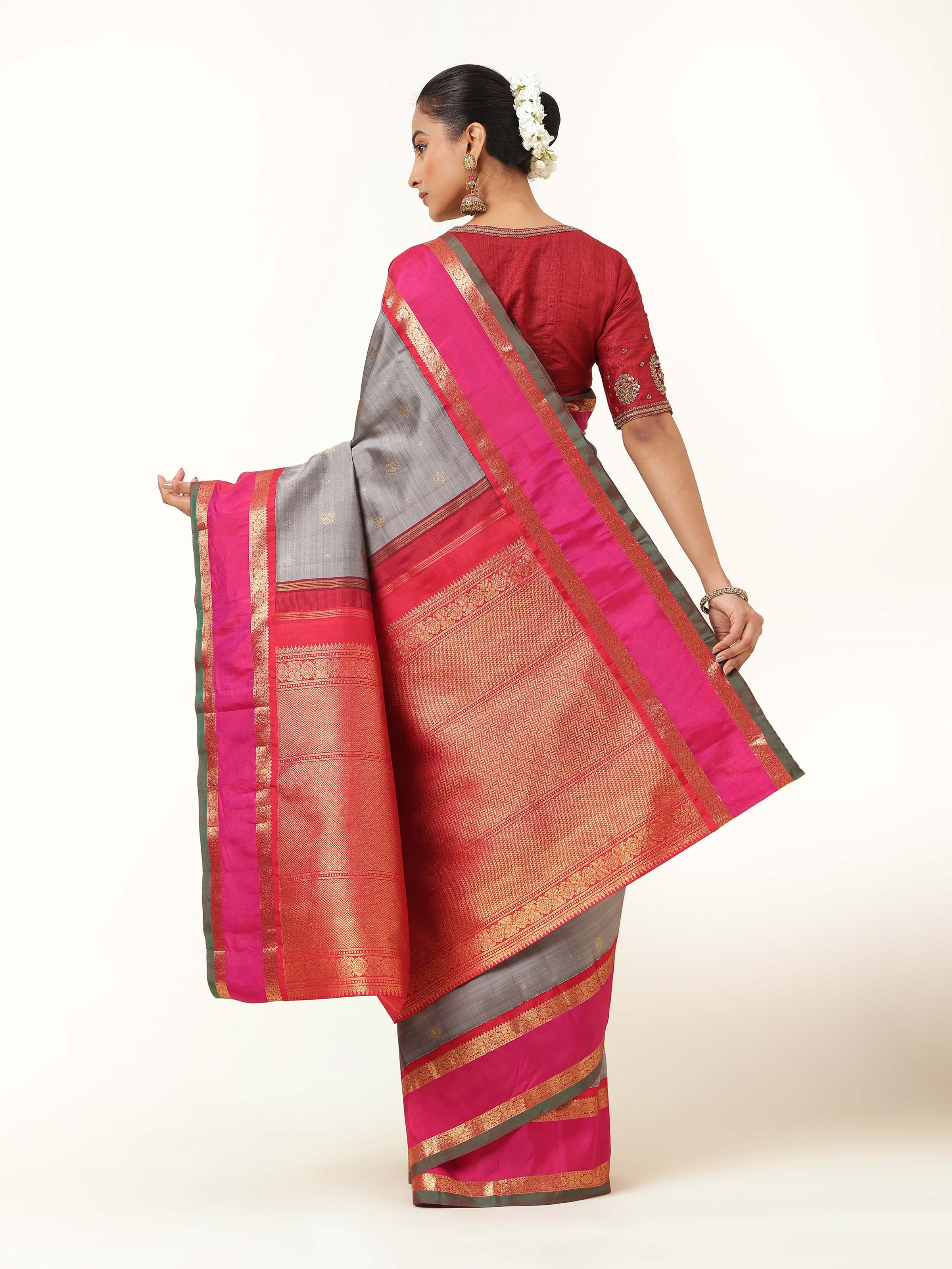 Grey Silk Kancheepuram Saree