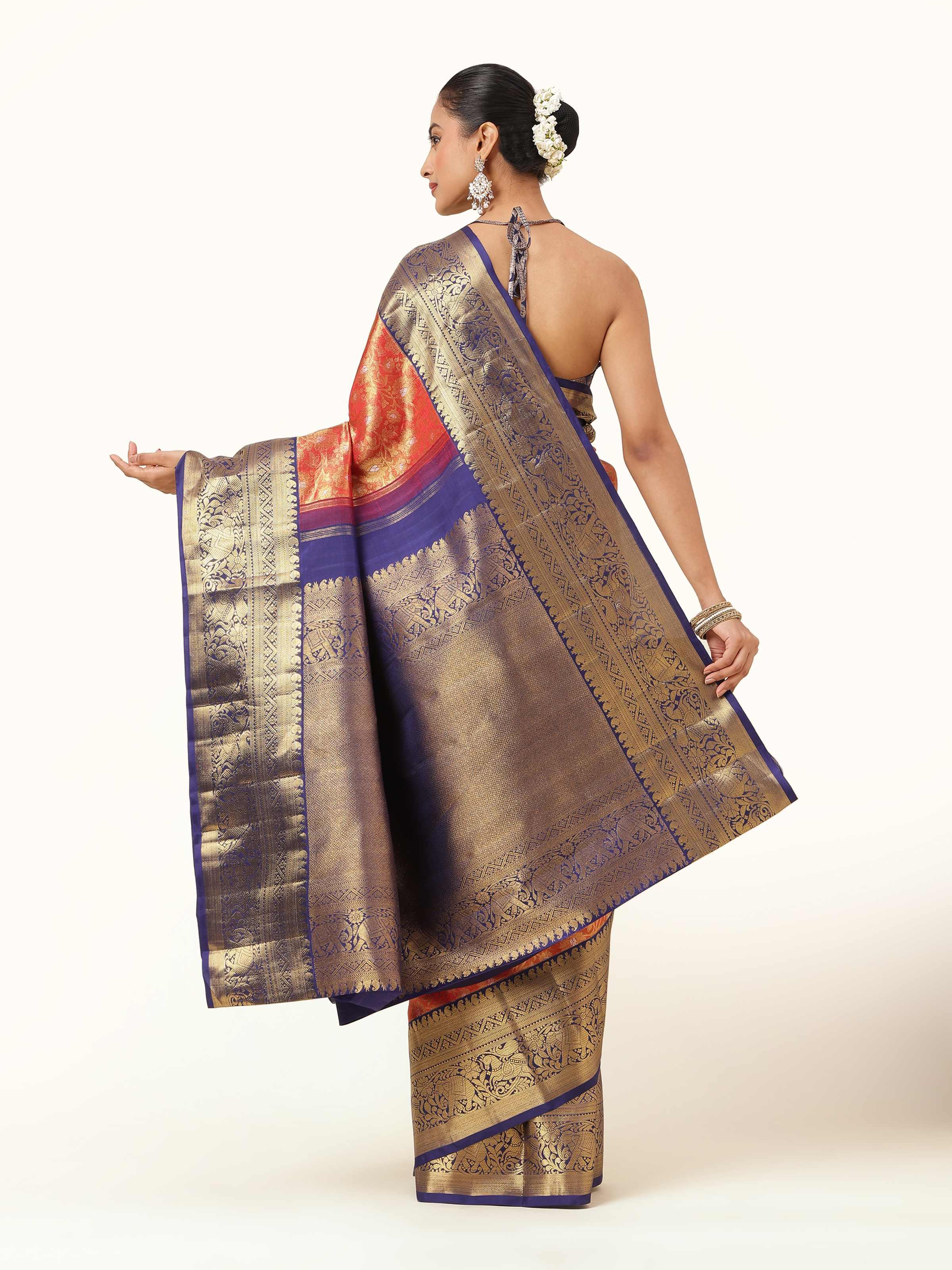 Rust Silk Kancheepuram Saree