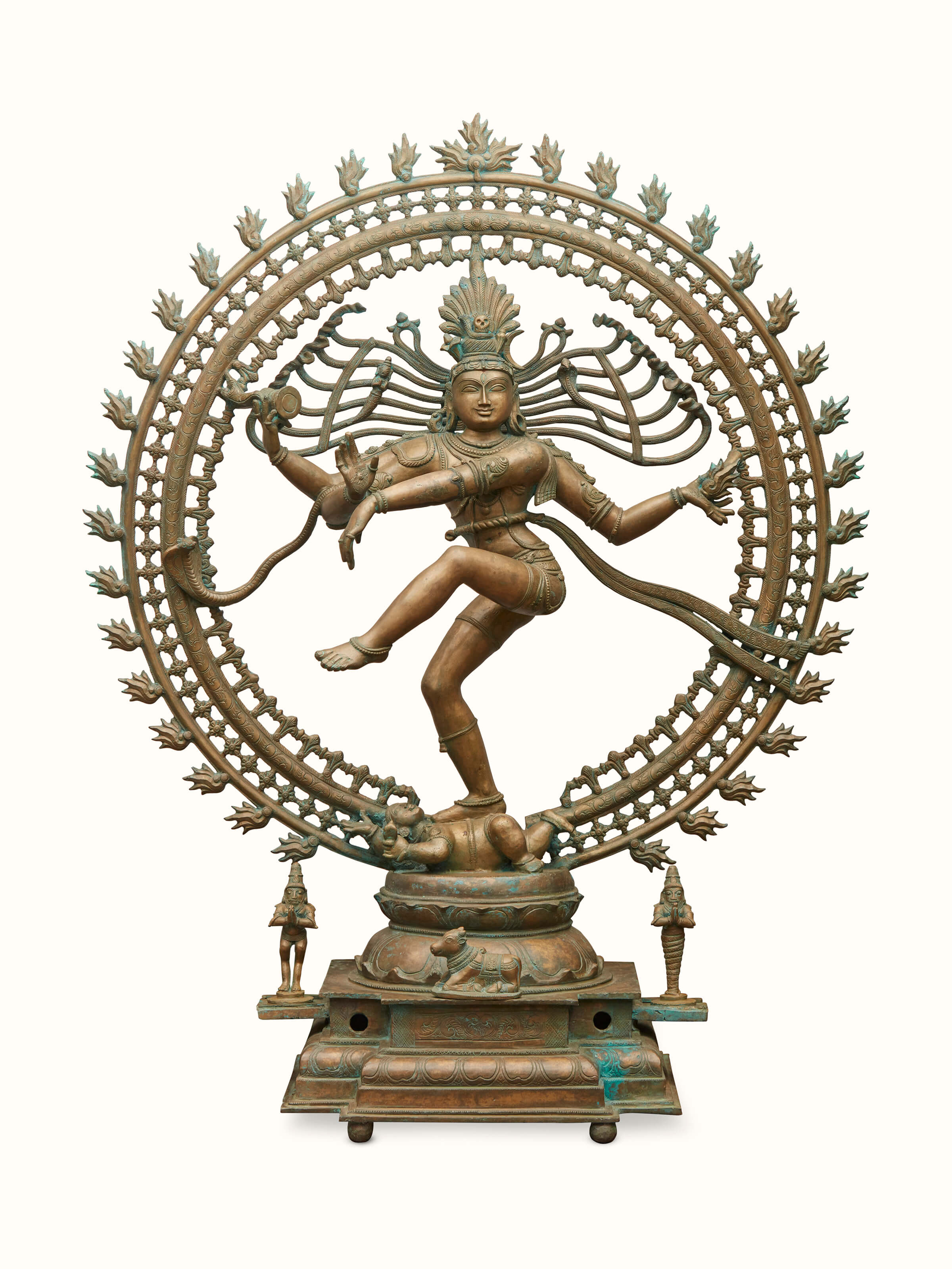 Front view of Bronze Casting Nataraja Swamy Idol displaying intricate bronze detailing and traditional craftsmanship.