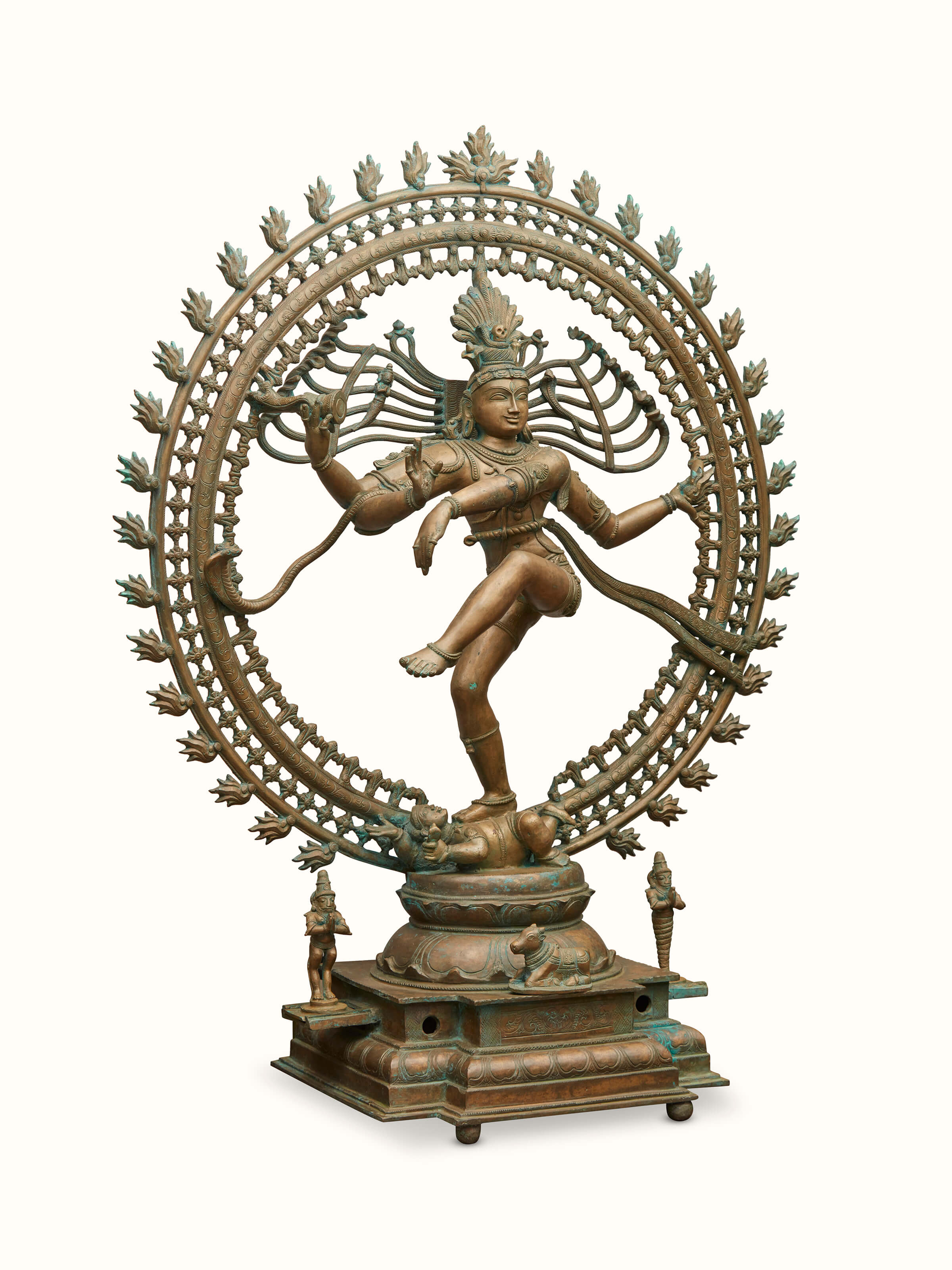 Side view of Bronze Casting Nataraja Swamy Idol highlighting detailed artistry and bronze finish.