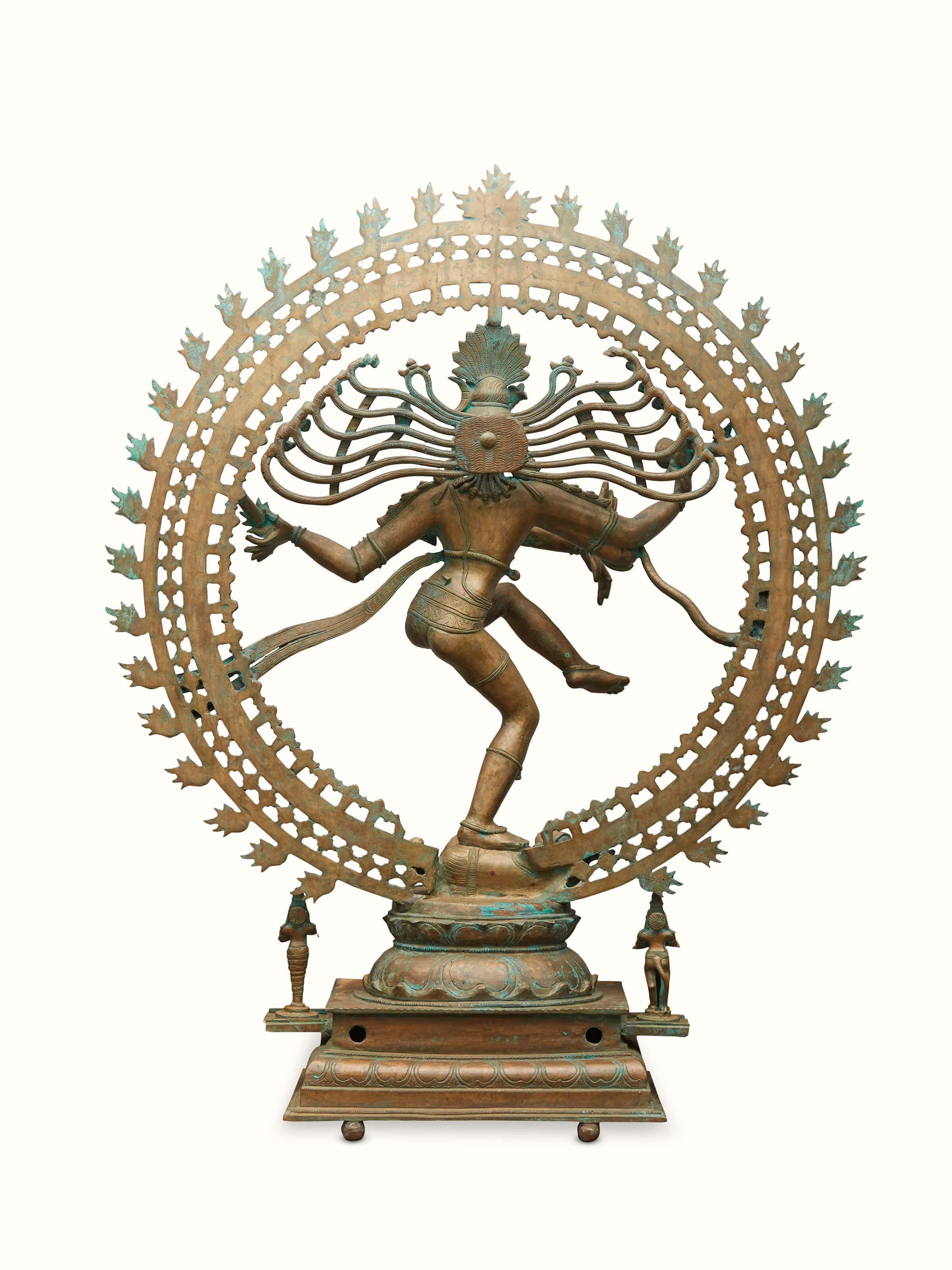 Back view of Bronze Casting Nataraja Swamy Idol emphasizing the base and detailed bronze work.