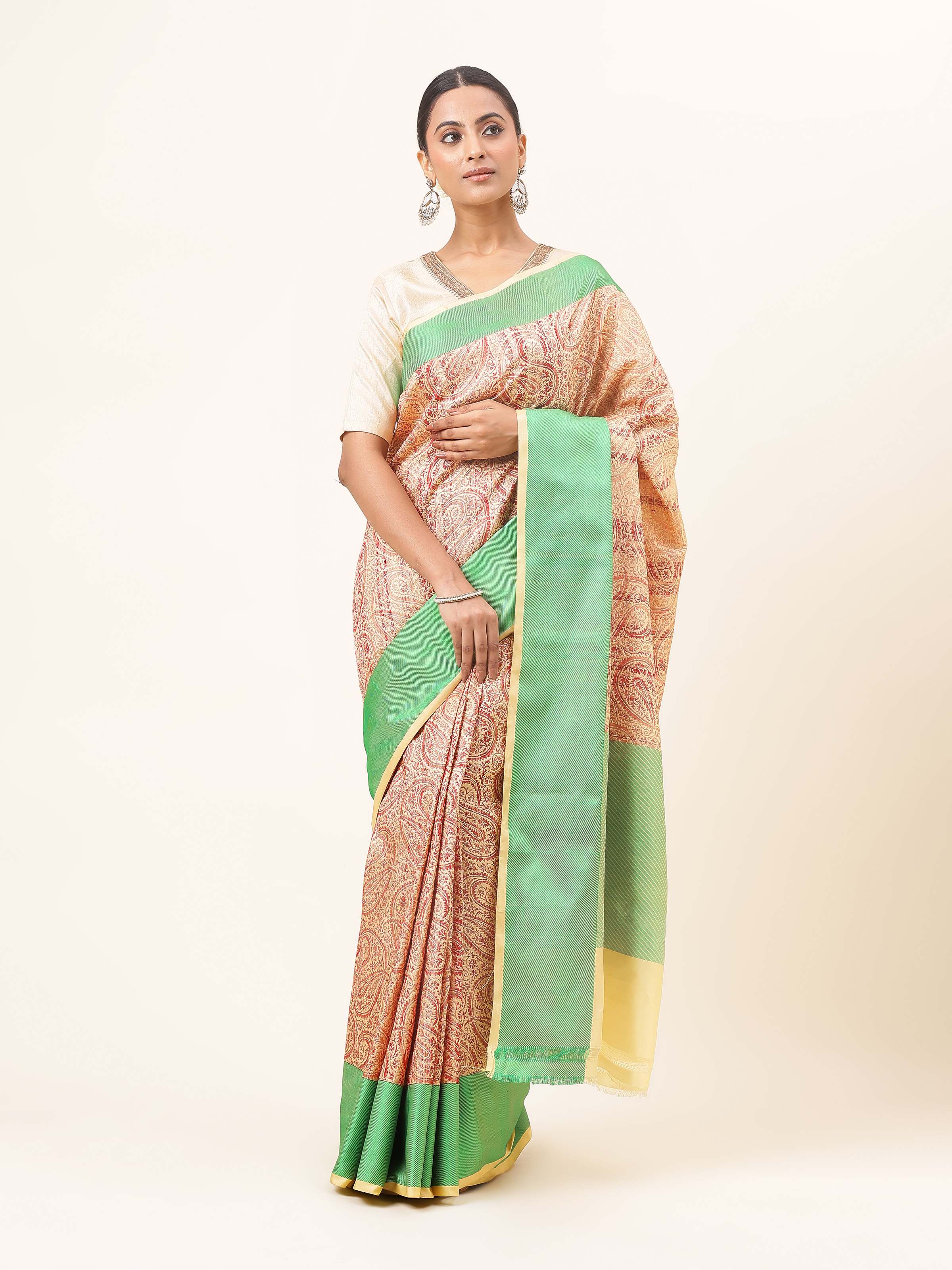 Beige Silk Banarasi Saree