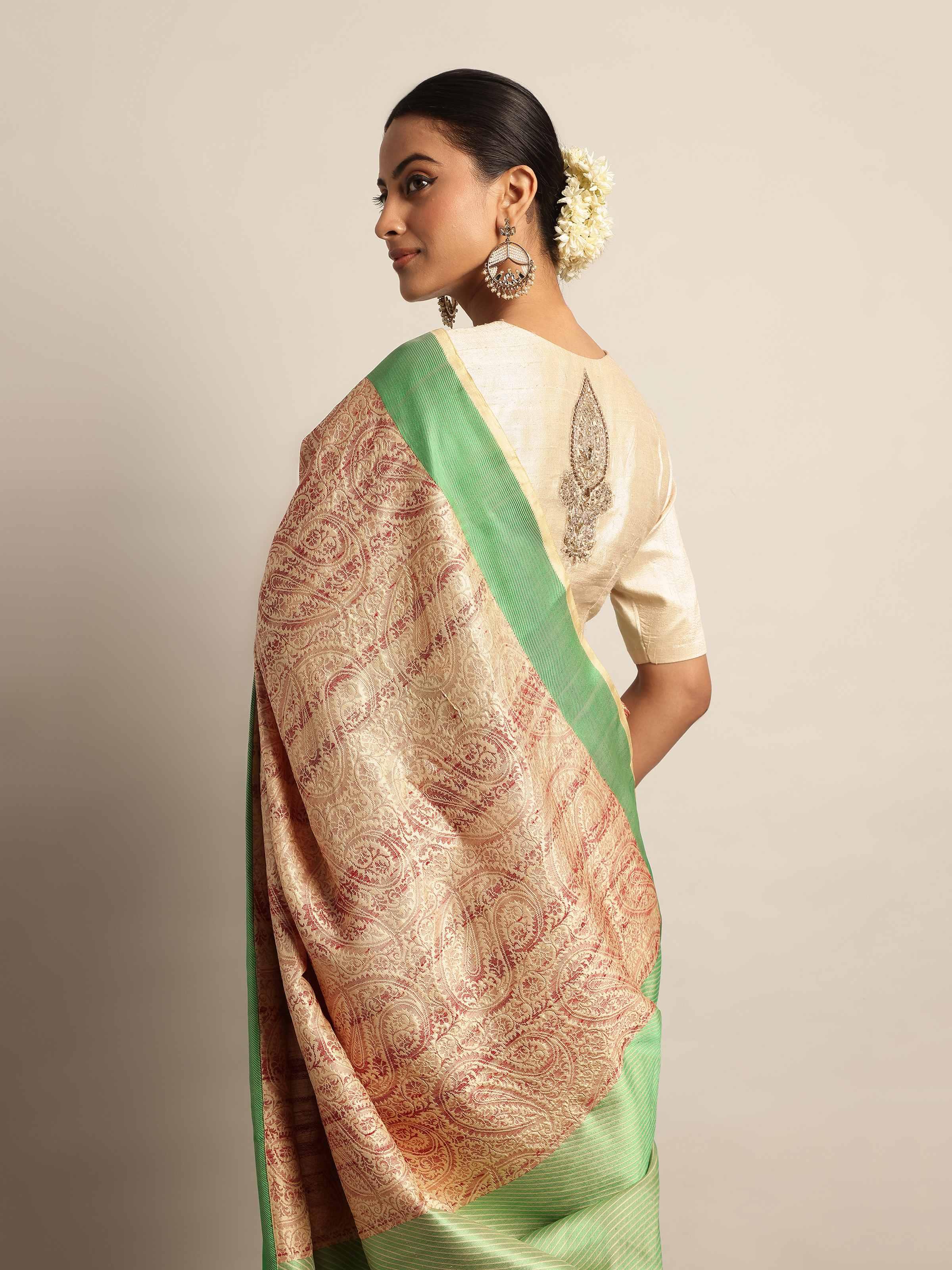 Beige Silk Banarasi Saree
