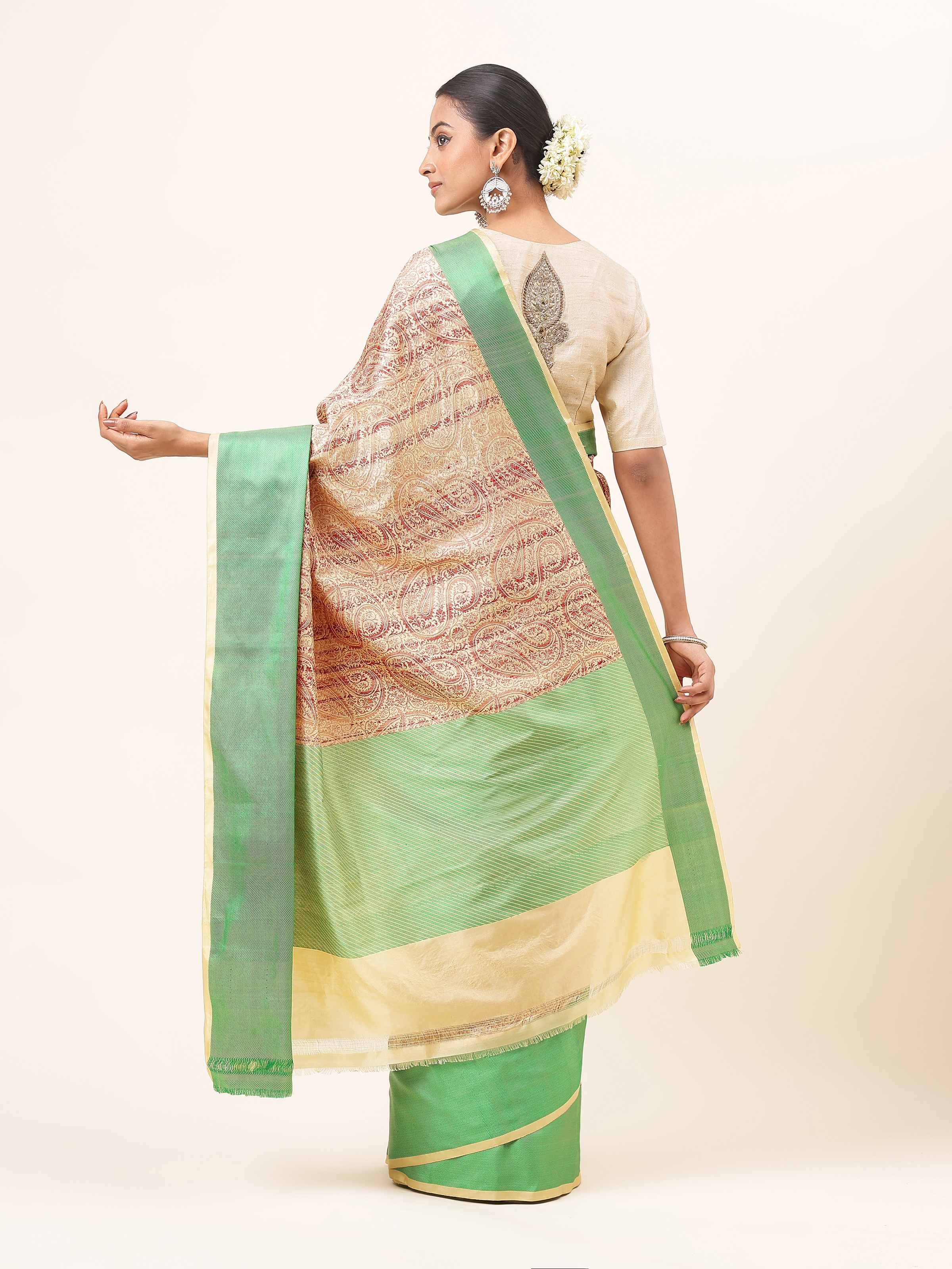 Beige Silk Banarasi Saree