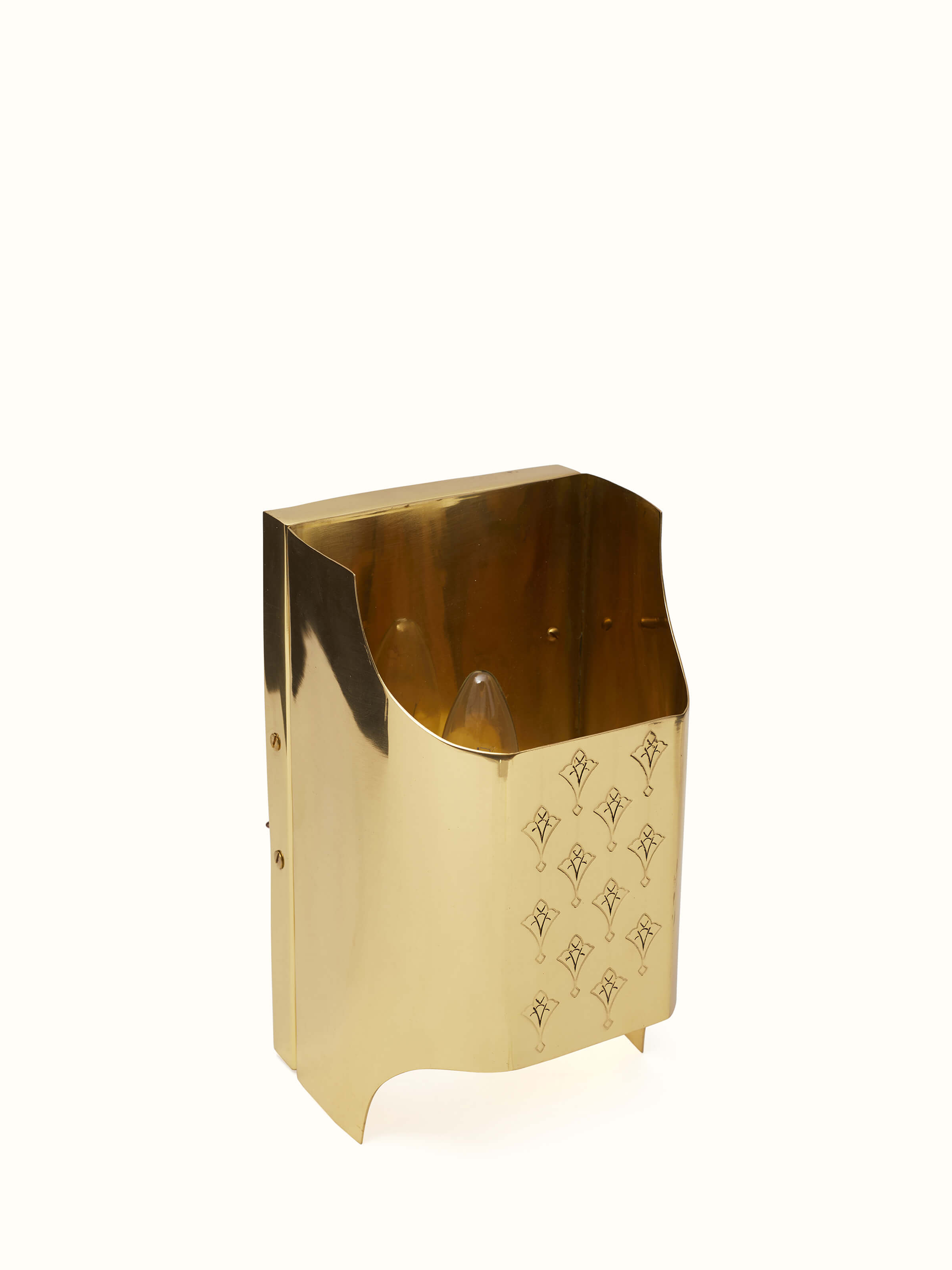 Close-up of Brassware Wall Light focusing on the intricate brass detailing and lighting elements.