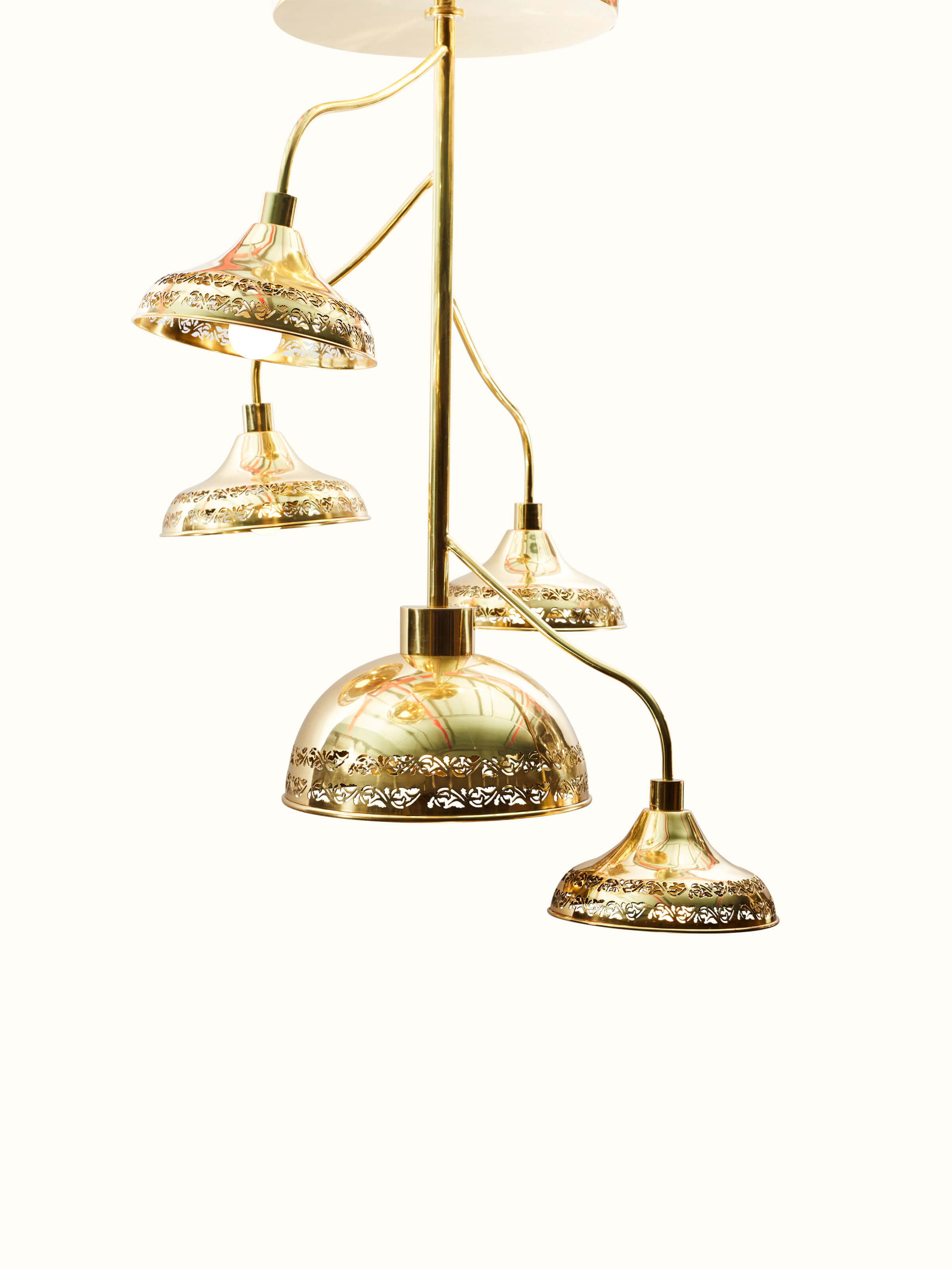 Front view of Brass Nakkashi Cluster Light highlighting its traditional brasswork and clustered design.