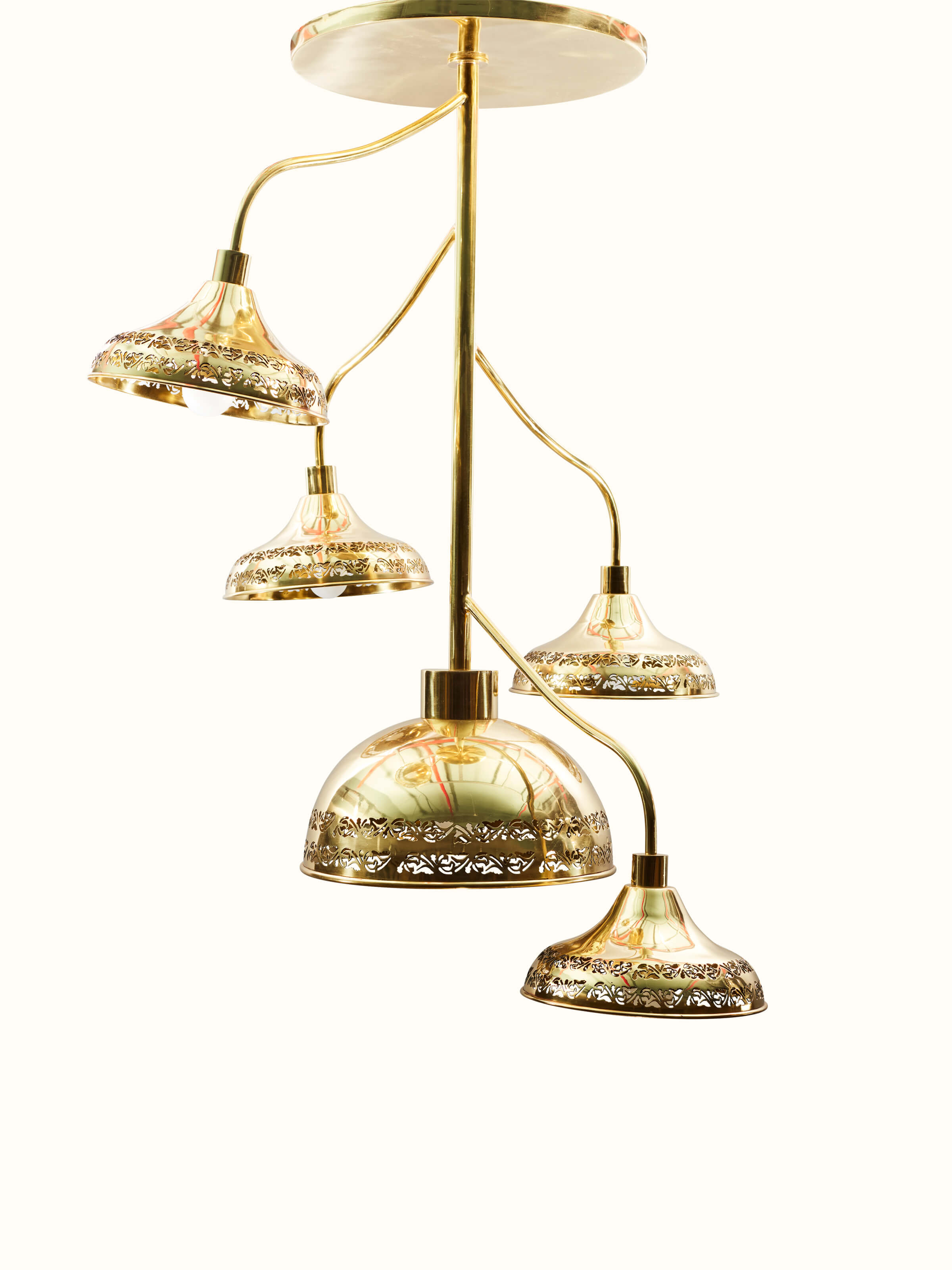 Alternate view of Brass Nakkashi Cluster Light showcasing its overall structure and decorative features.