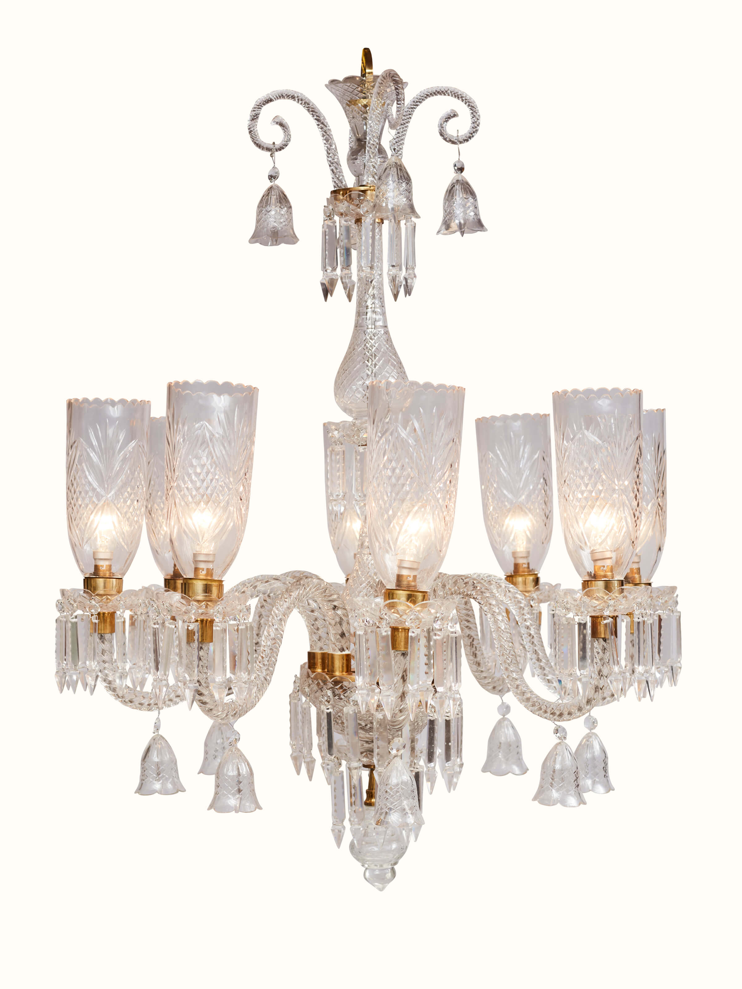 Close-up of Glass Clear Chandelier showcasing its detailed craftsmanship and clear glass elements.