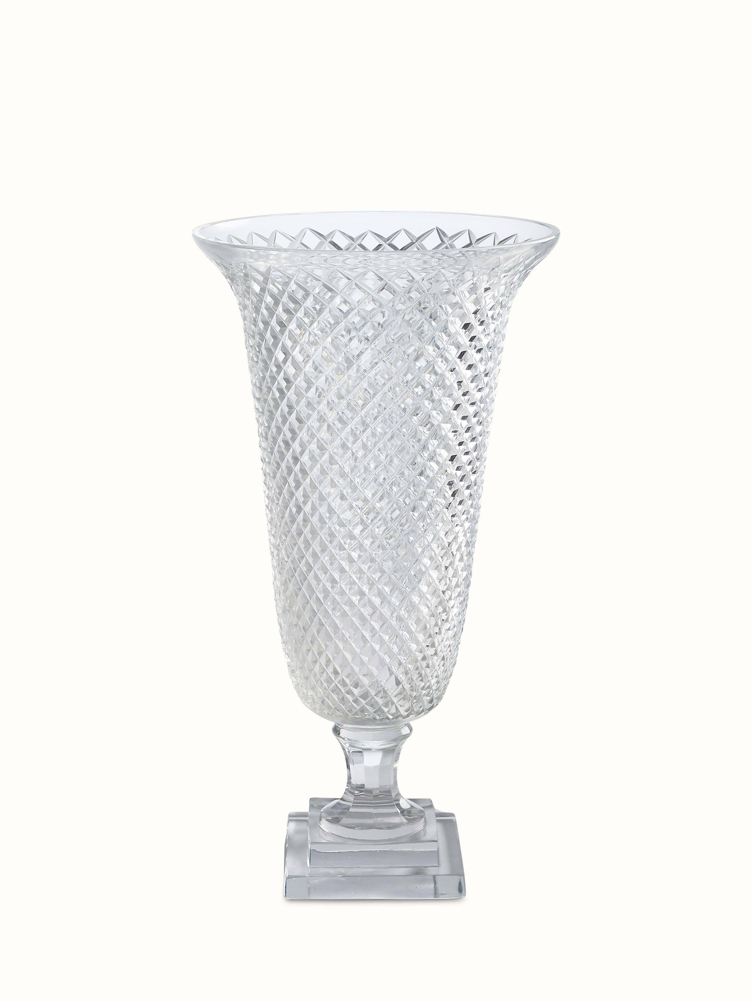 Front view of Glass Crystal Table Vase highlighting the sleek and elegant design of the crystal vase