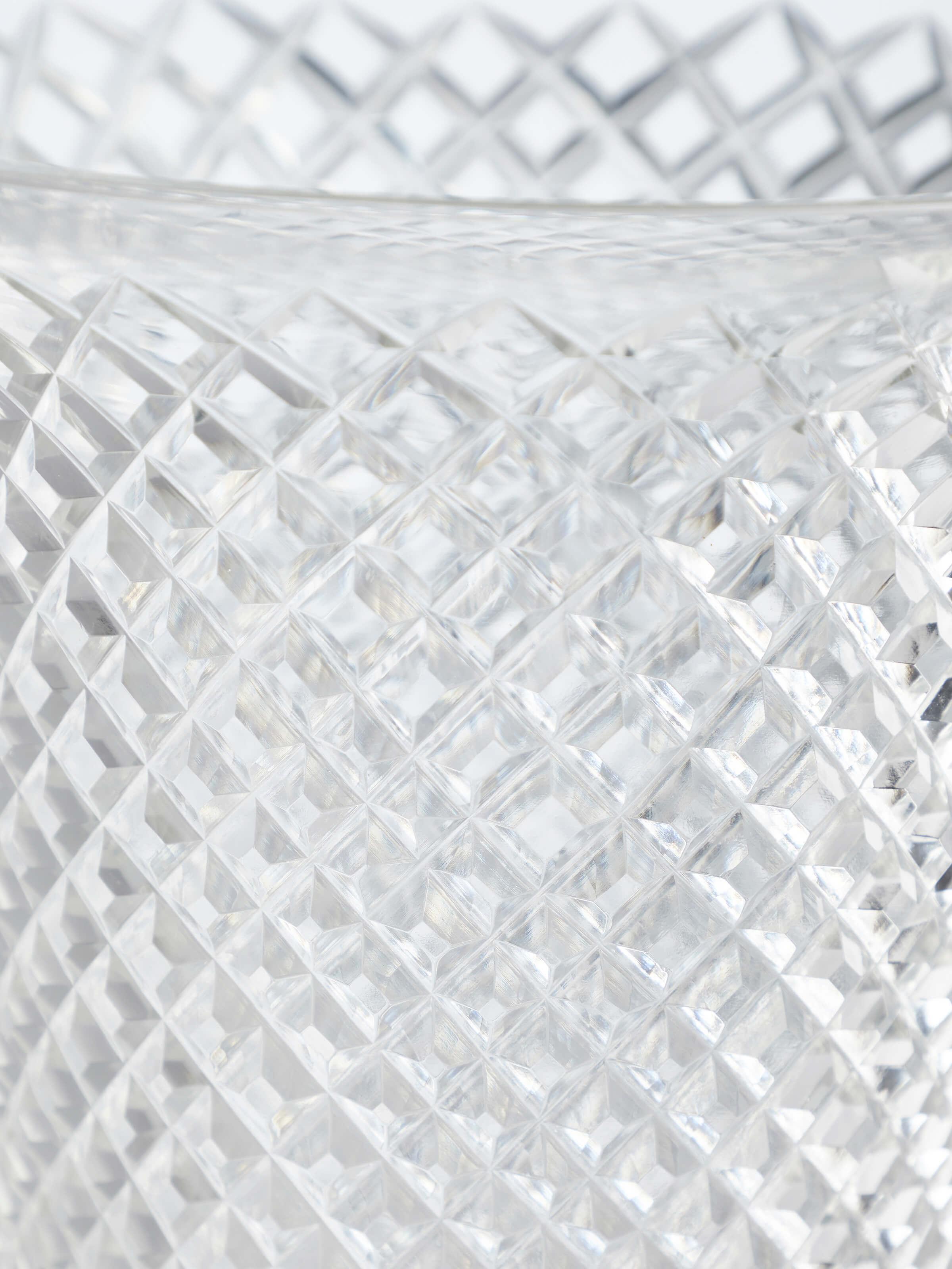 Angled view of Glass Crystal Table Vase focusing on its refined design and crystal-clear surface