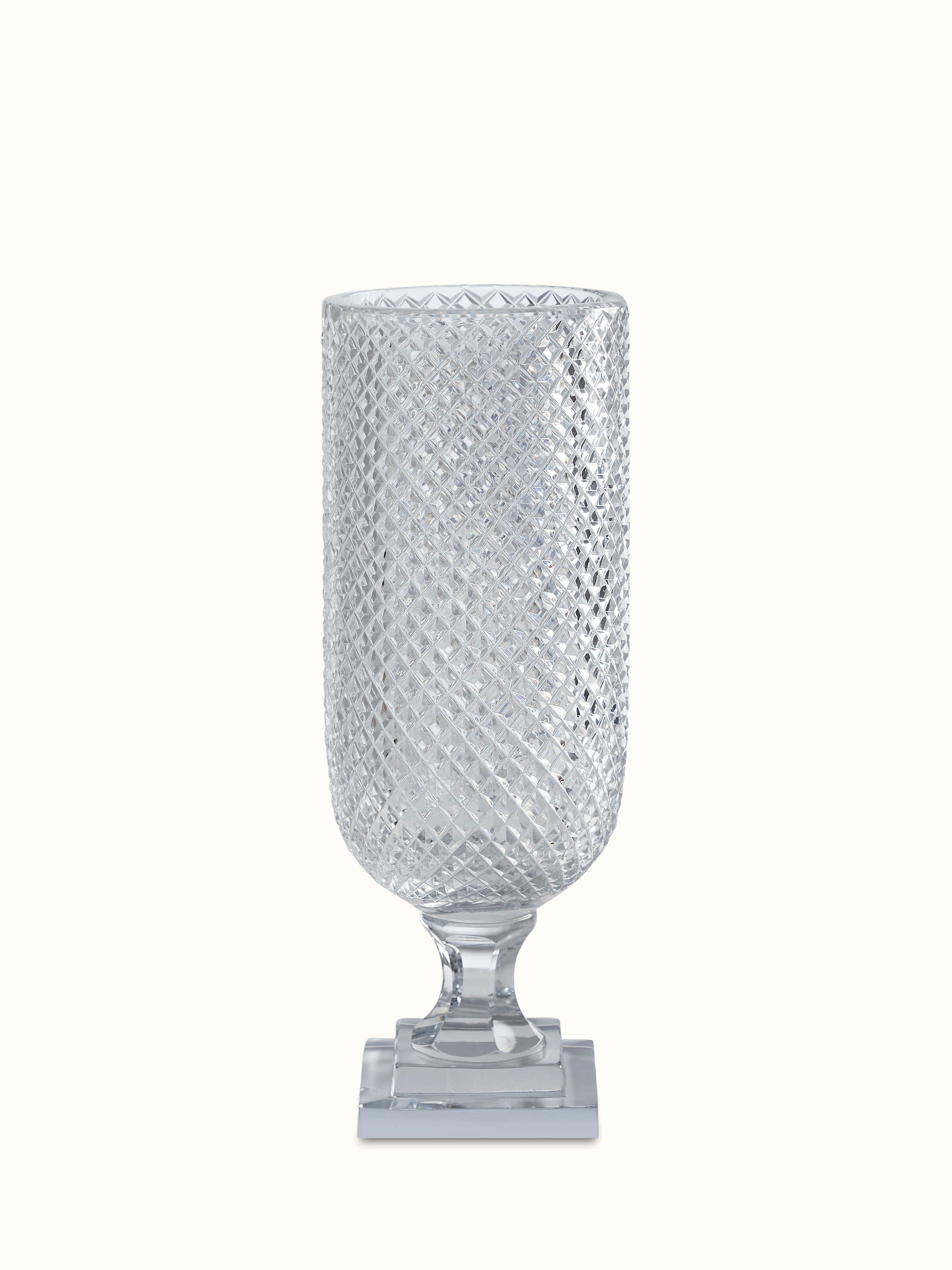 Front view of Glass Crystal Table Vase displaying its clear crystal design and elegant shape.