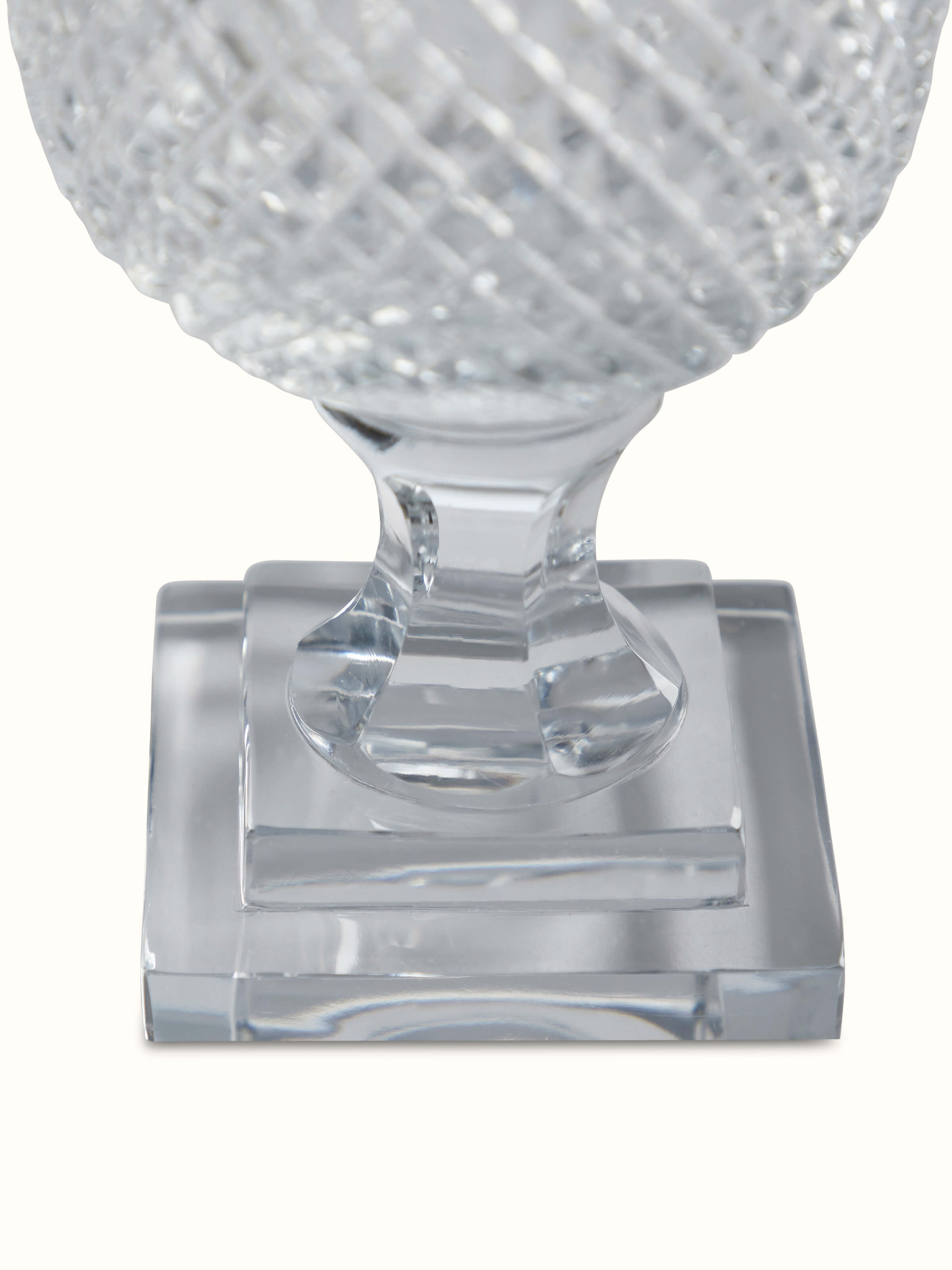 Side view of Glass Crystal Table Vase highlighting its intricate crystal cut and design.