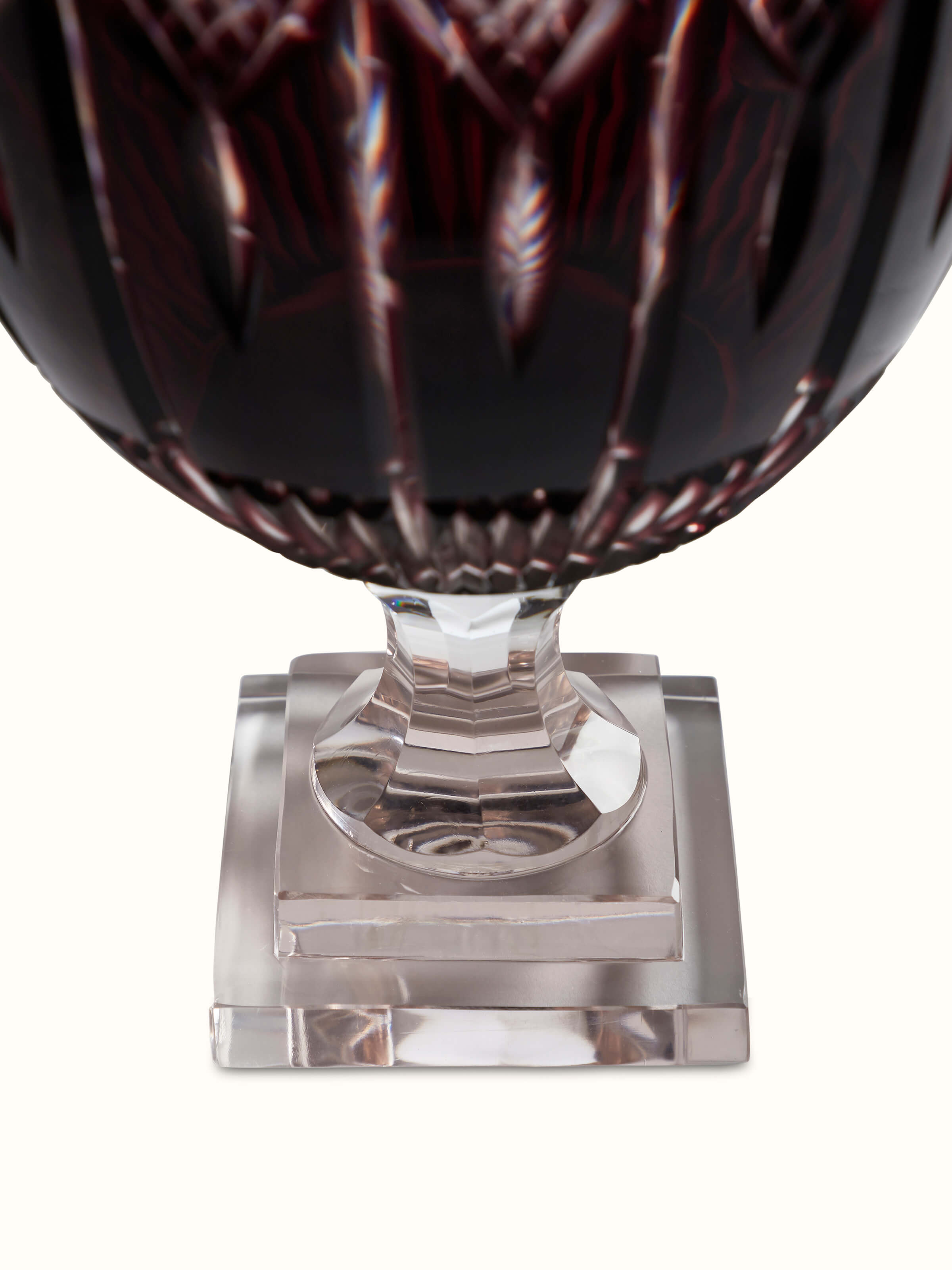 Side view of Amethyst Glass Table Vase highlighting its smooth curves and amethyst hue.