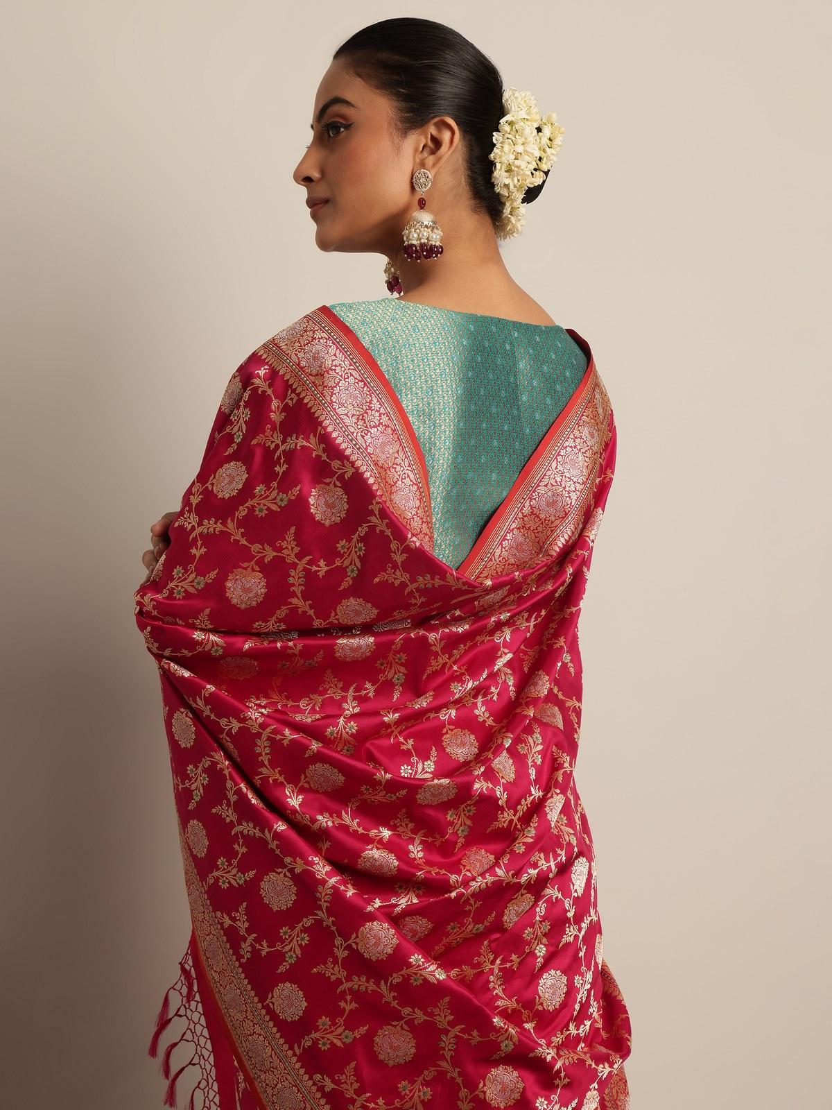 Pink Banarasi Silk Kadwa Jaal Saree