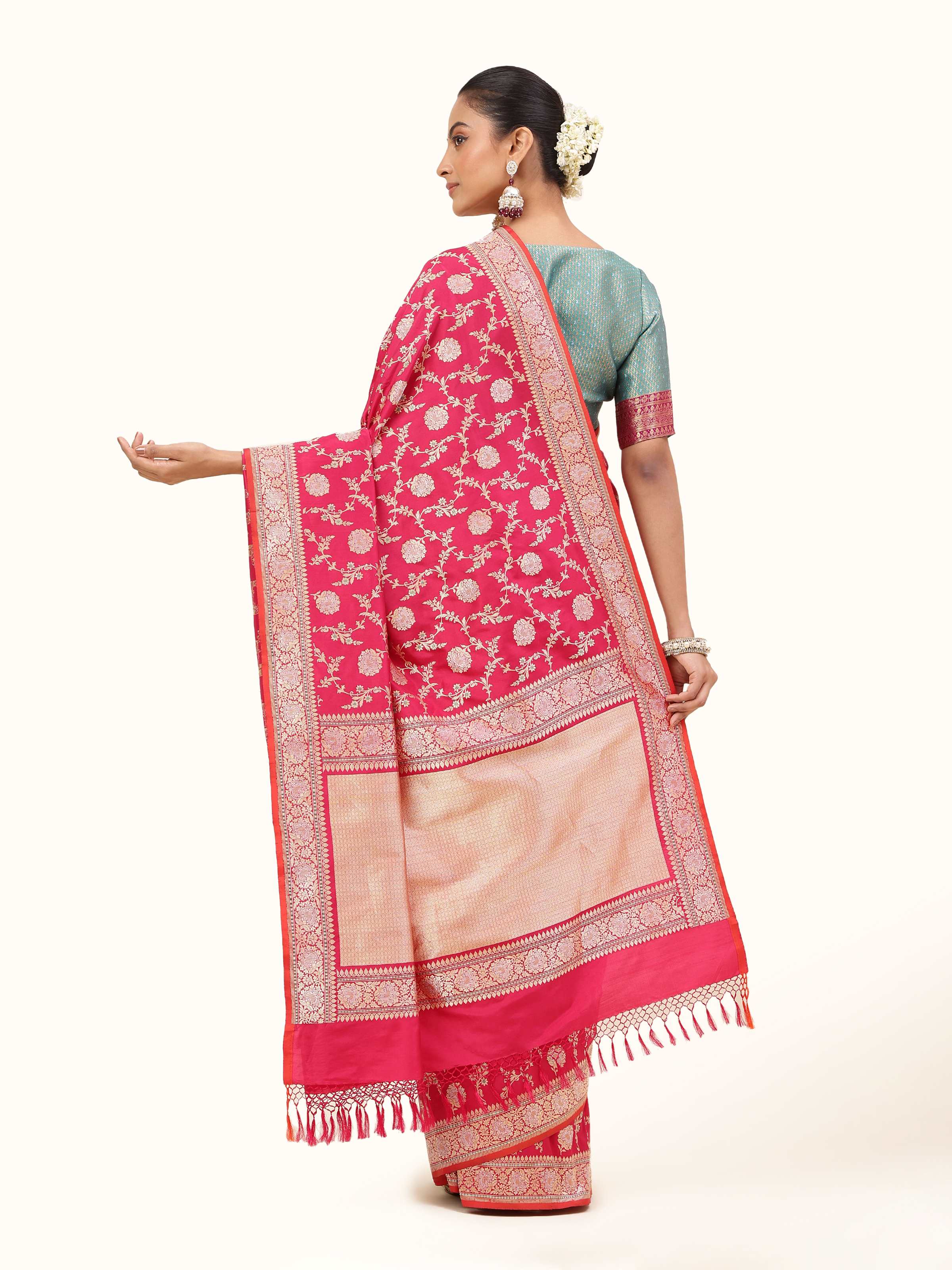 Pink Banarasi Silk Kadwa Jaal Saree