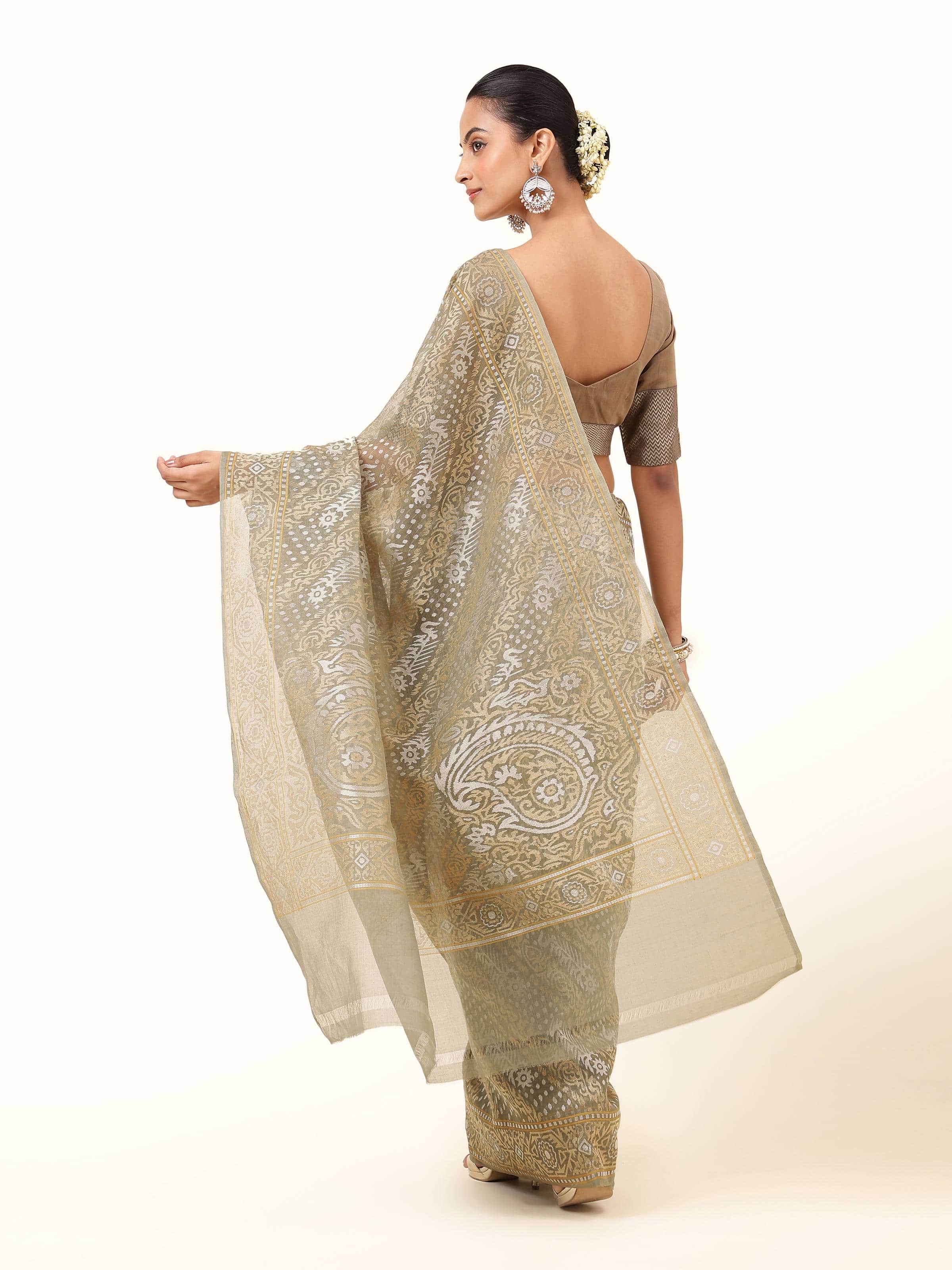 Green Cotton Awadh Jamdani Saree